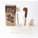 TXV Mart Eco-Friendly Natural Wooden Kitchen Cleaning Brush Set, 5 Piece, Wooden Dish Cleaning Brush Set, Loofah Dish Sponges, Dish and Bottle