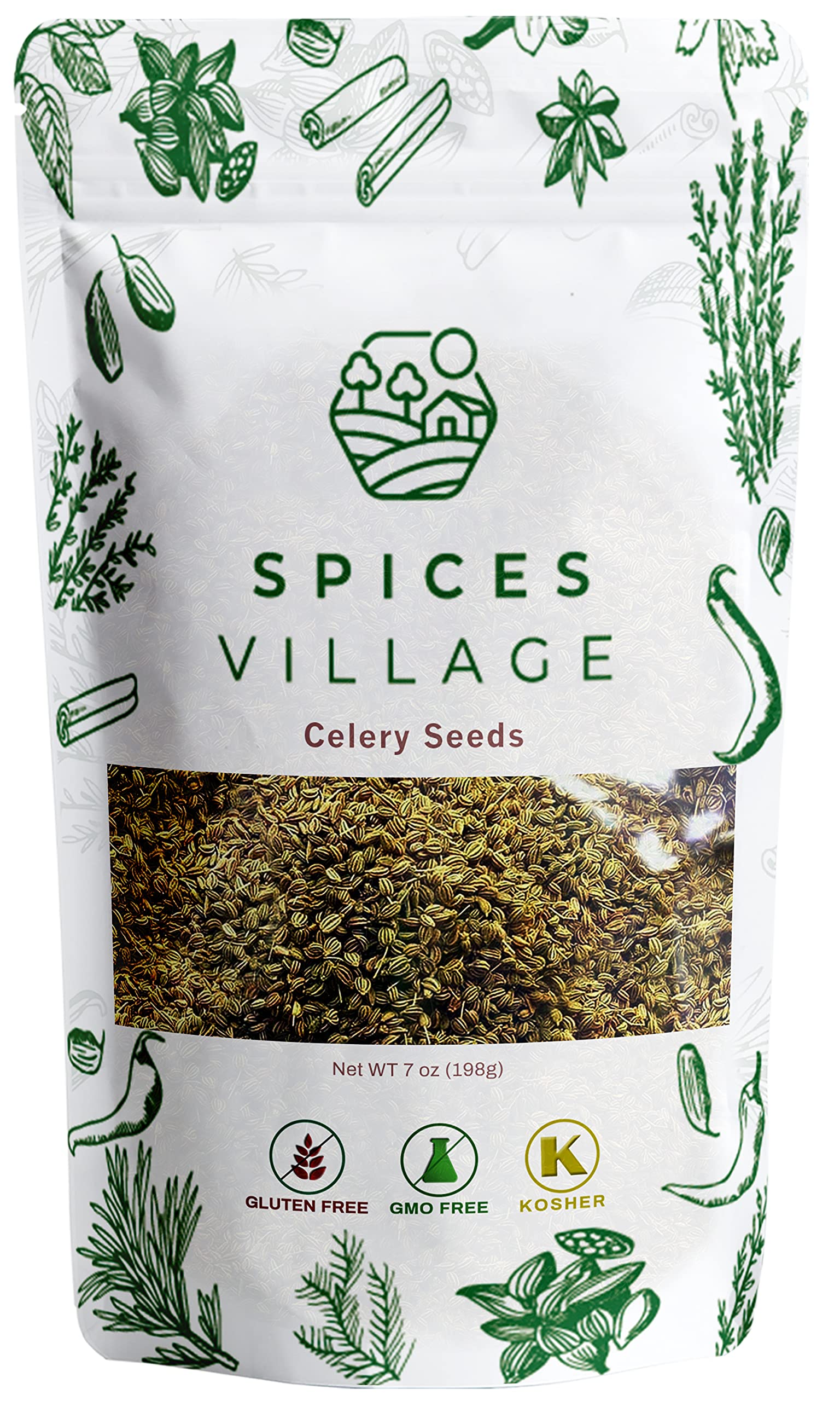 Spices Village Celery Seeds for Cooking, 7 Ounces - Whole Celery Seed Spice for Pickling & Canning - Certified Kosher, Gluten-Free, Non-GMO