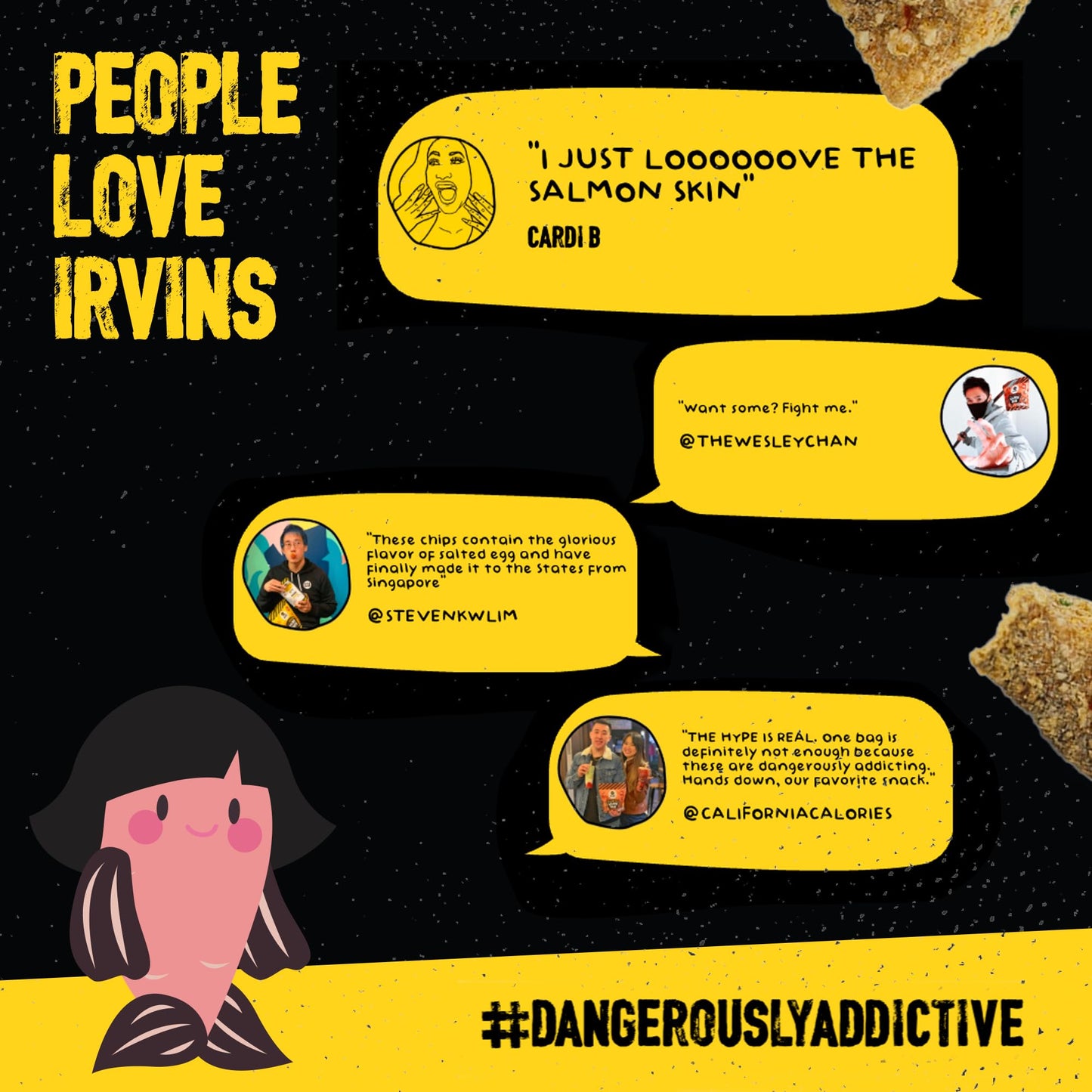 IRVINS Salted Egg Salmon Skin Chips & Crisps - Premium Hand Cooked, Halal, Keto-Friendly, High Protein Snack | Dangerously Addictive | (3.3 oz, Pack