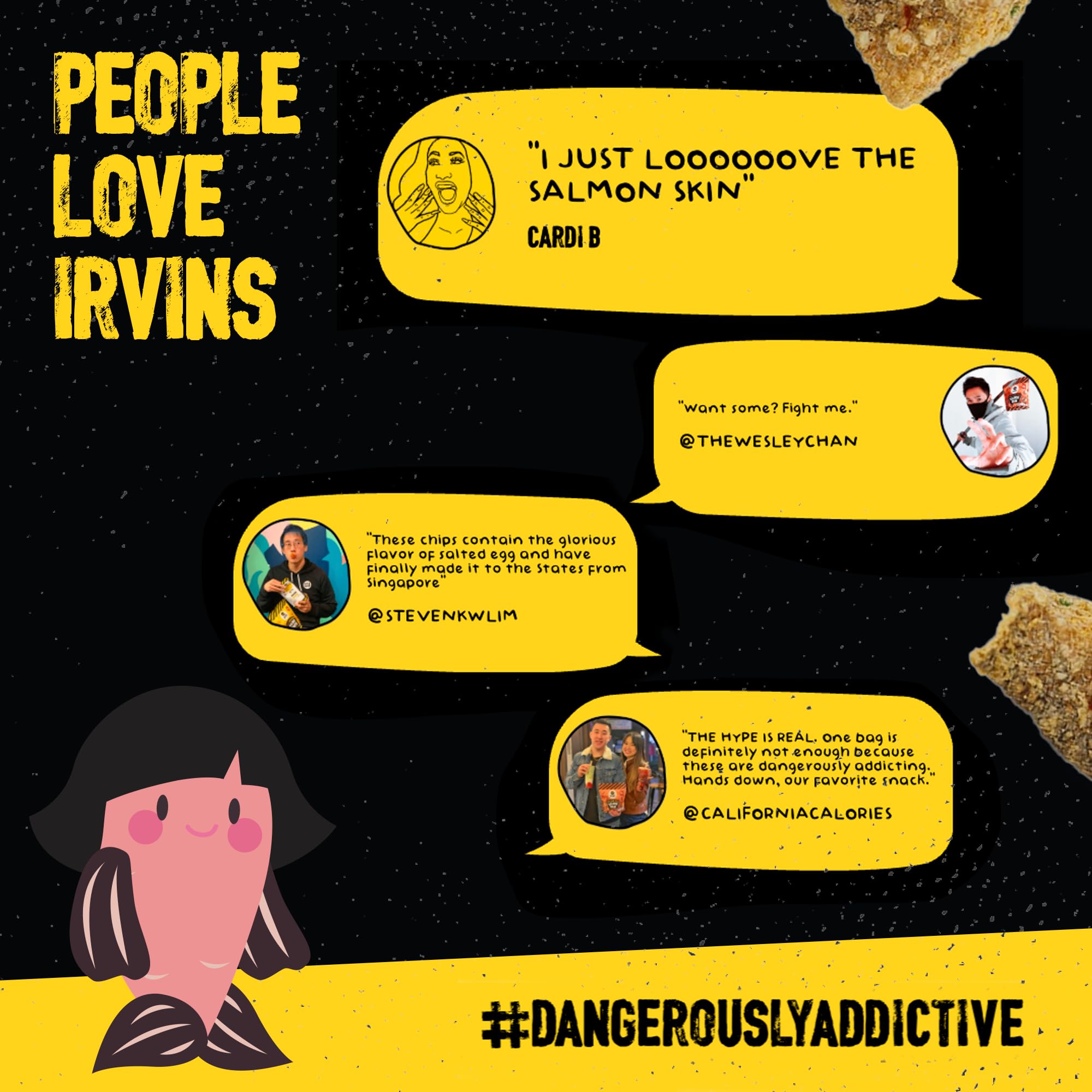 IRVINS Salted Egg Salmon Skin Chips & Crisps - Premium Hand Cooked, Halal, Keto-Friendly, High Protein Snack | Dangerously Addictive | (3.3 oz, Pack