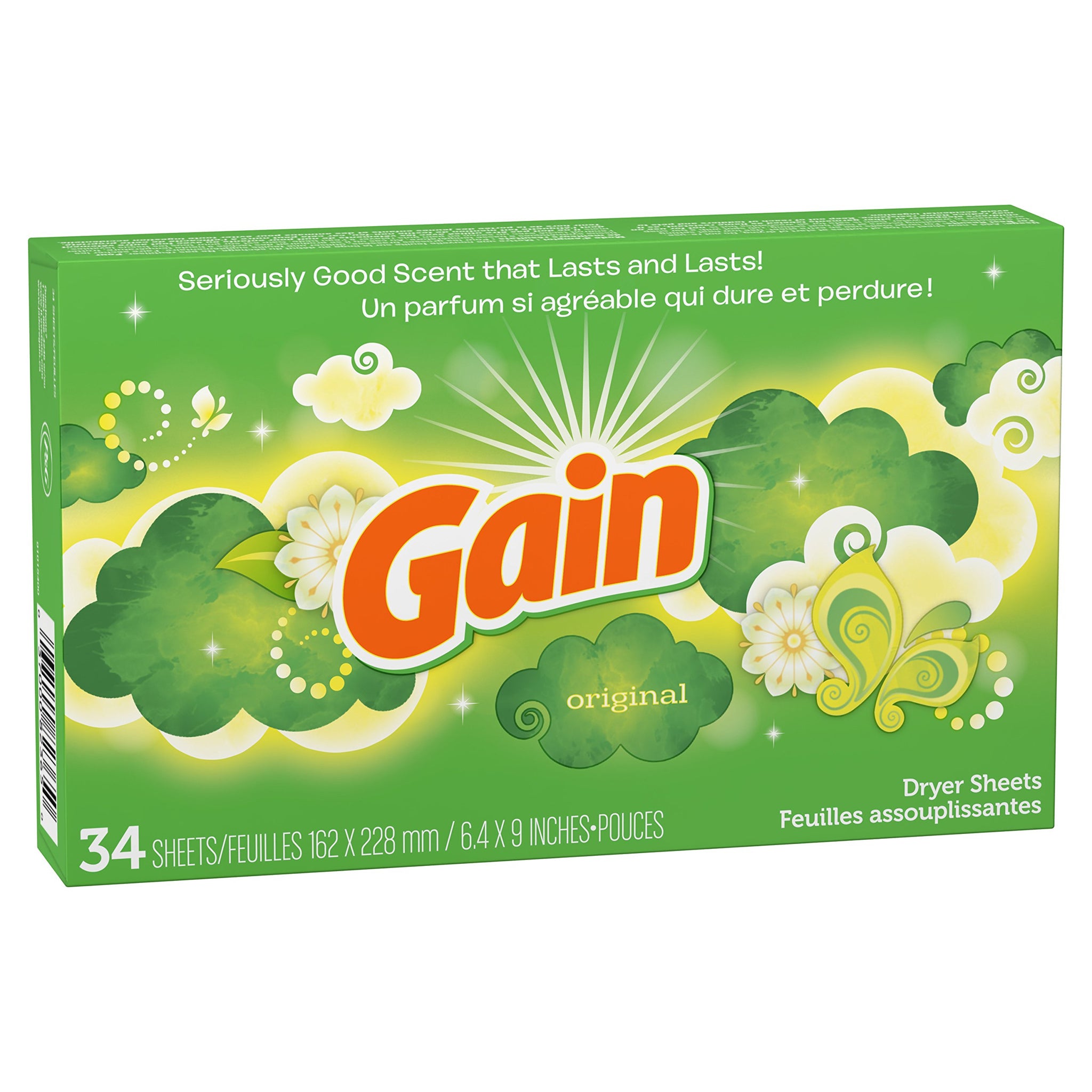 Gain Dryer Sheets - Original - 34 Sheets Per Box - Pack of 2 Boxes