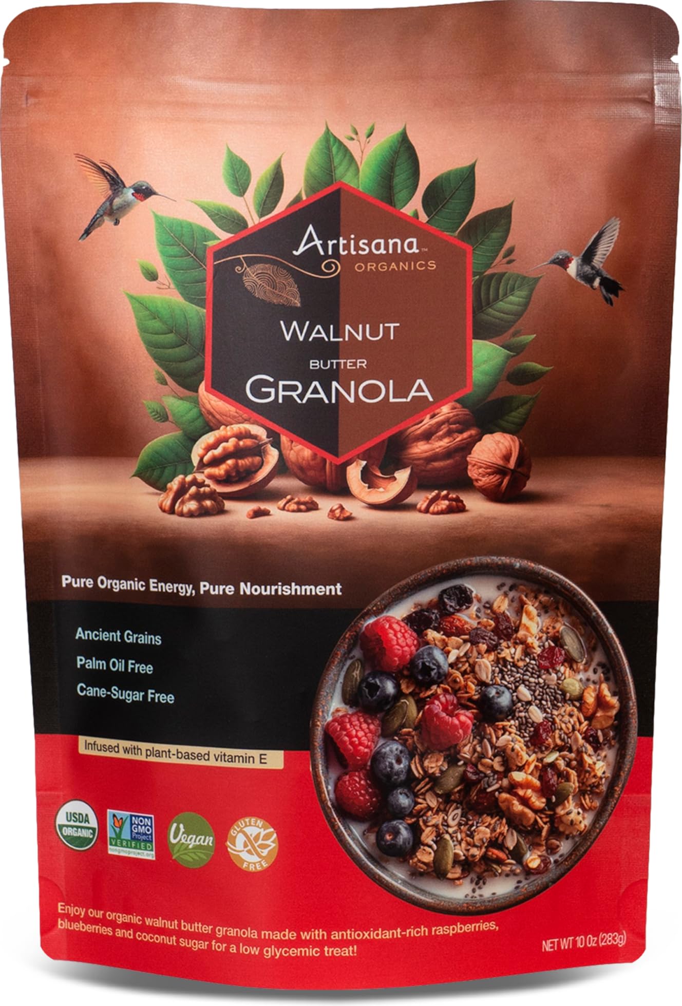 Artisana Organics Walnut Granola (Walnut Cashew) - Gluten-Free, Vegan, Low Glycemic, Organic, Palm Oil-Free, Ancient Grains with Plant-Based Vitamin