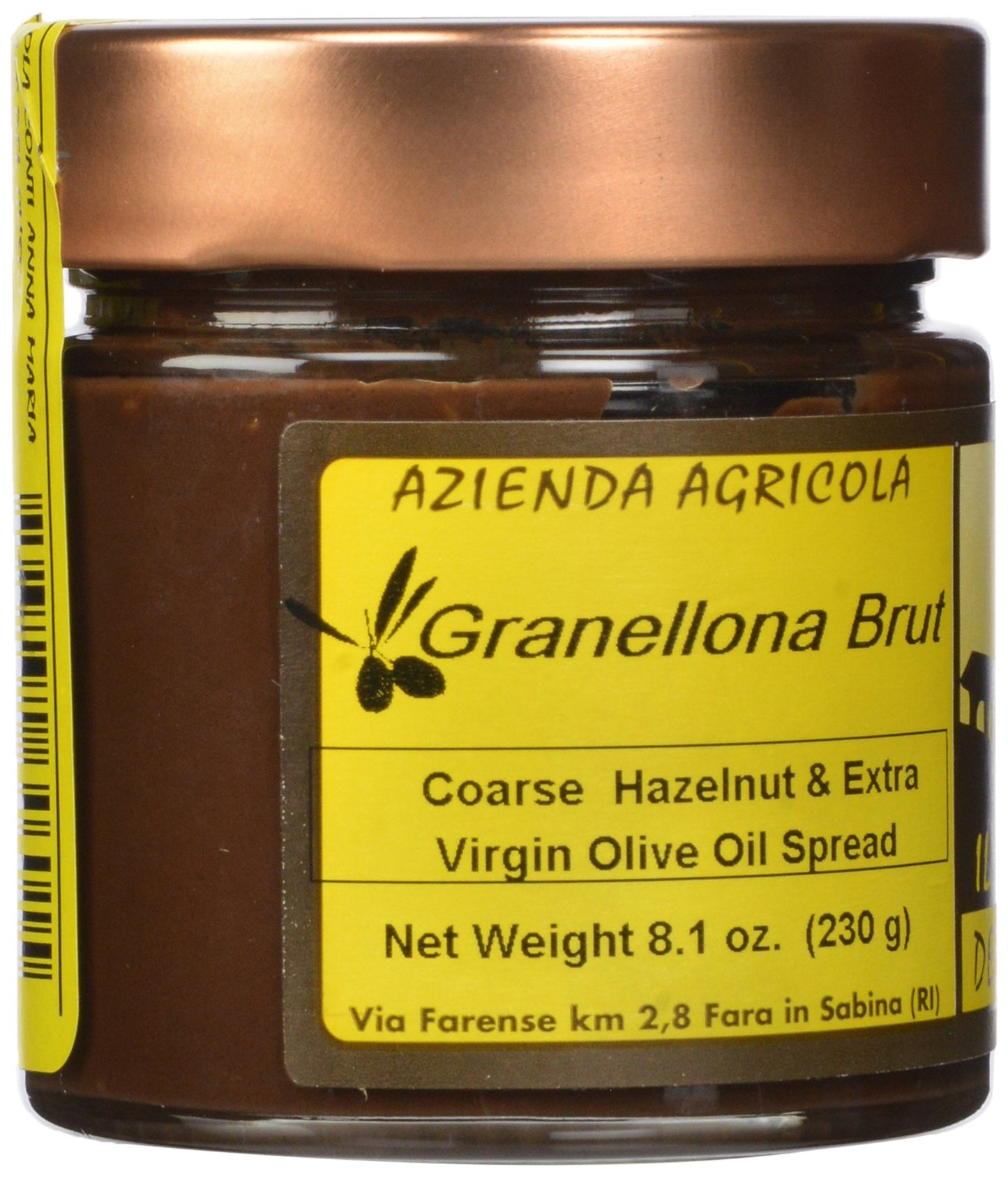Il Colle Del Gusto Coarse Hazelnut Chocolate Spread with Extra Virgin Olive Oil, Granellona Brut, 8.1 Ounce