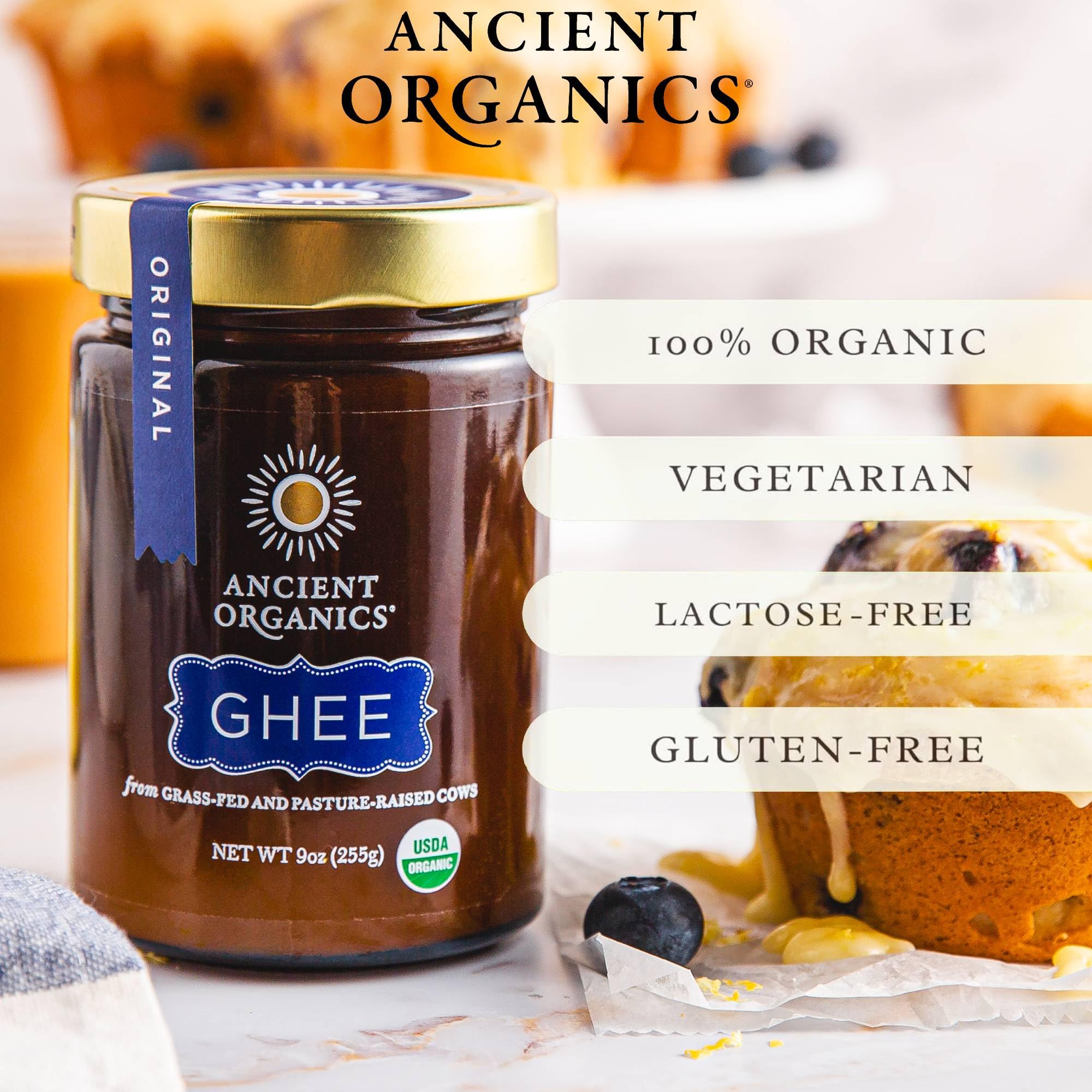 Ancient Organics Ghee - Organic Grass Fed Ghee Butter, Gluten Free, Clarified Butter, Vitamins & Omegas, Lactose Reduced, Kosher, USDA Certified - 9