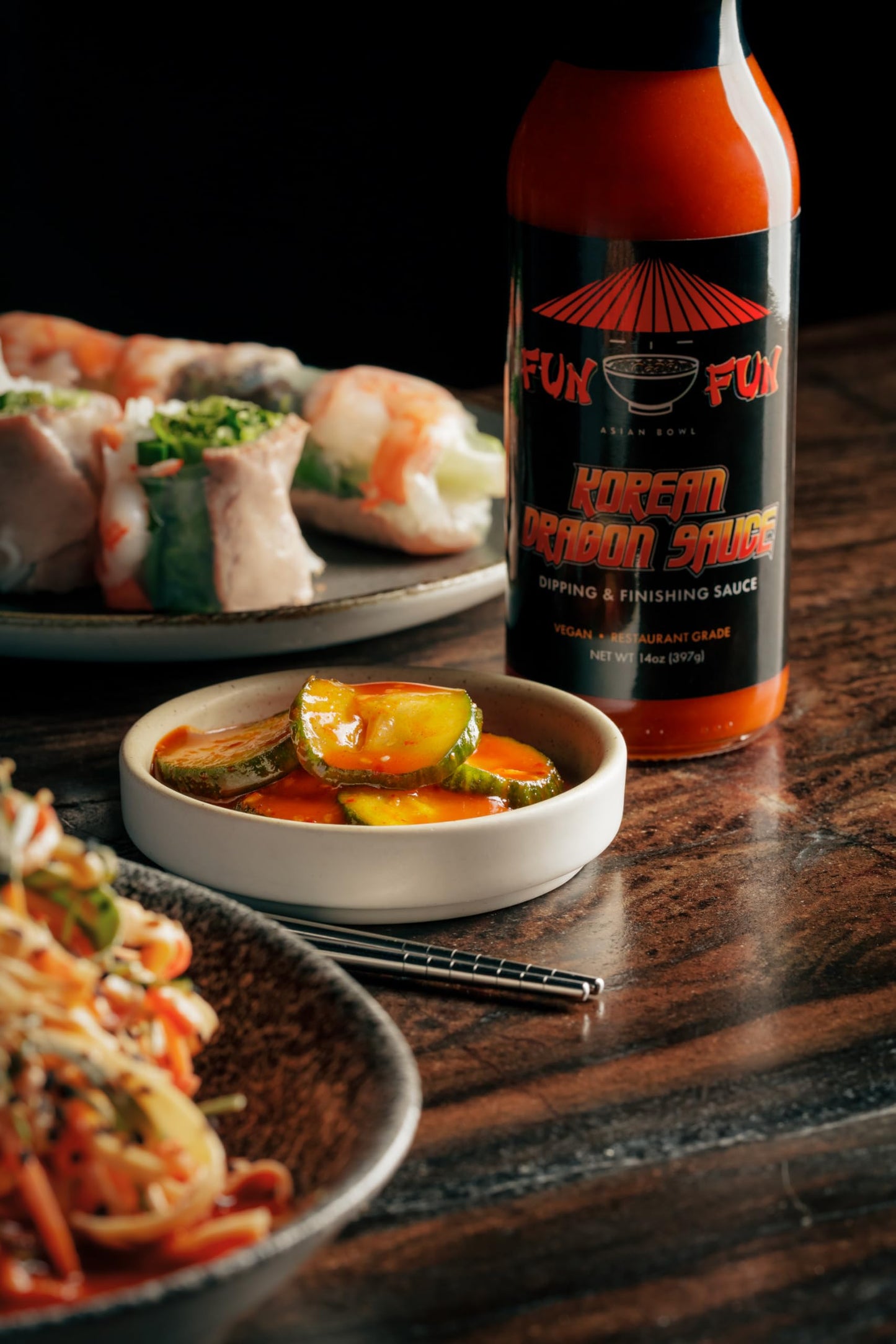 KOREAN DRAGON SAUCE BY FUN FUN ASIAN BOWL.(12floz, pack of 1) Dipping for meats, fish, dumplings, noodles, and fried chicken. Vegan friendly. Sweet