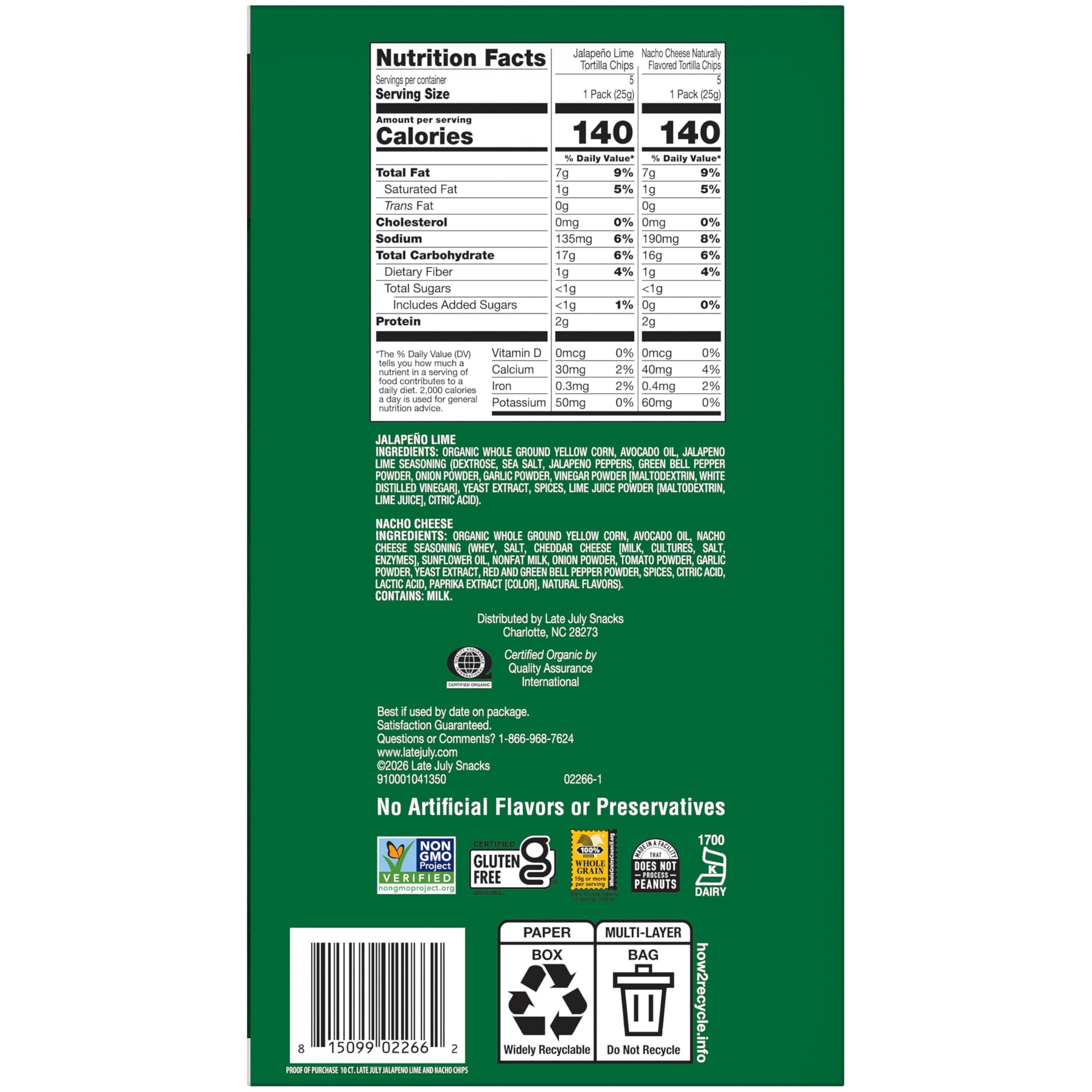LATE JULY Snacks Variety Pack Tortilla Chips, 0.9 Oz 10 Count Snack Bags
