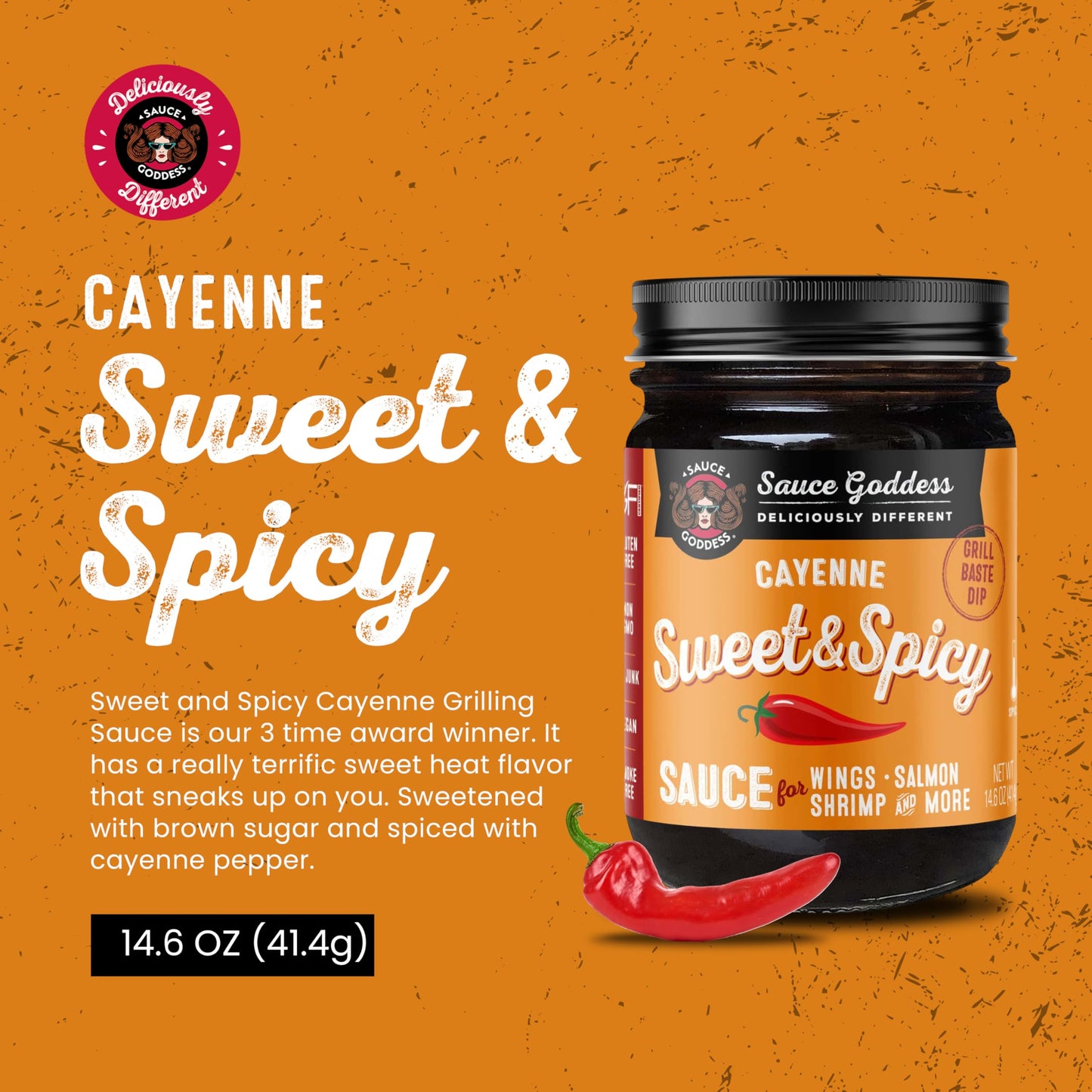 Sauce Goddess - Sticky Sweet & Sweet & Spicy Cayenne BBQ Sauces - Gluten-Free, Vegan, No Additives, No GMOs, 6 Jars, Ideal for Grilling