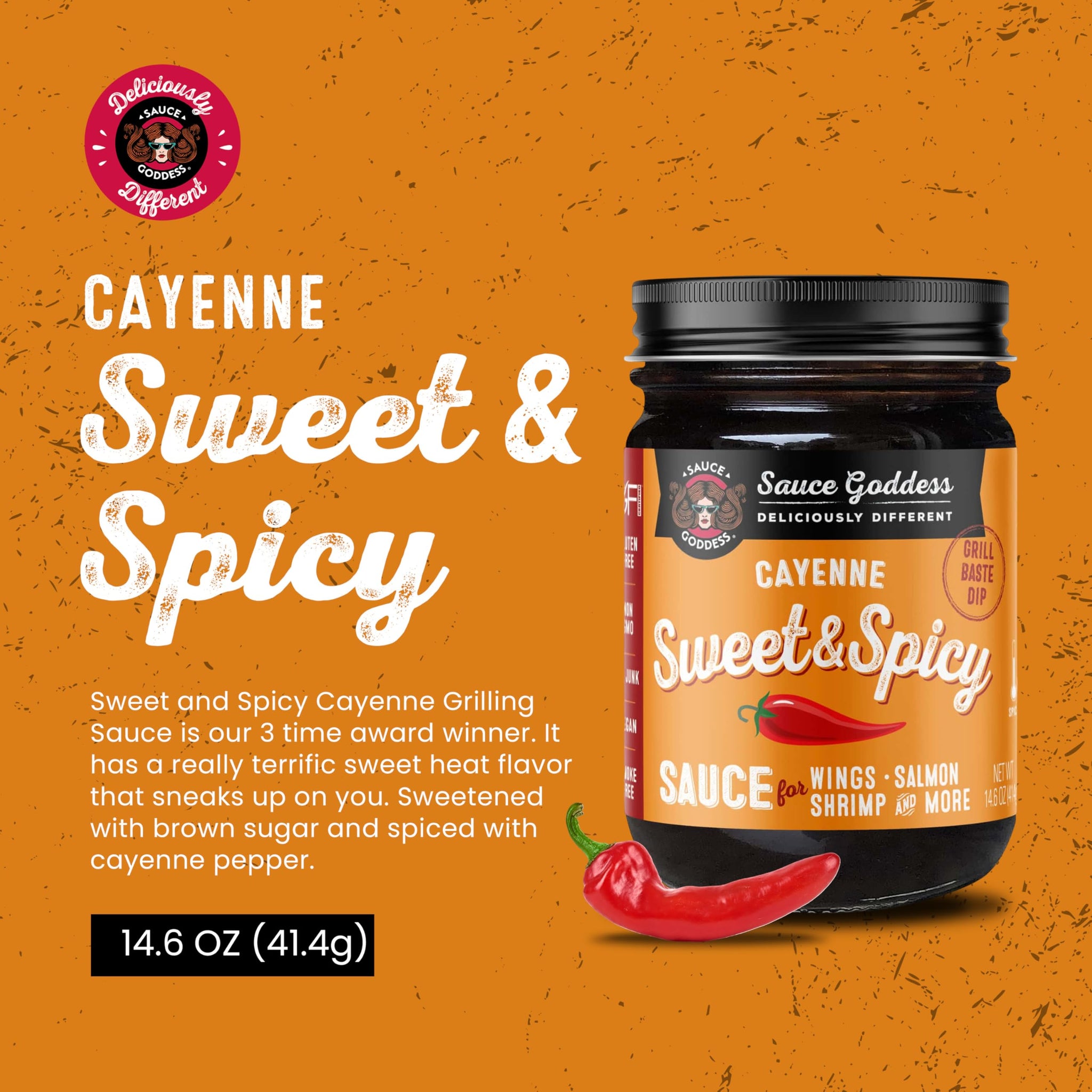 Sauce Goddess - Sticky Sweet & Sweet & Spicy Cayenne BBQ Sauces - Gluten-Free, Vegan, No Additives, No GMOs, 6 Jars, Ideal for Grilling