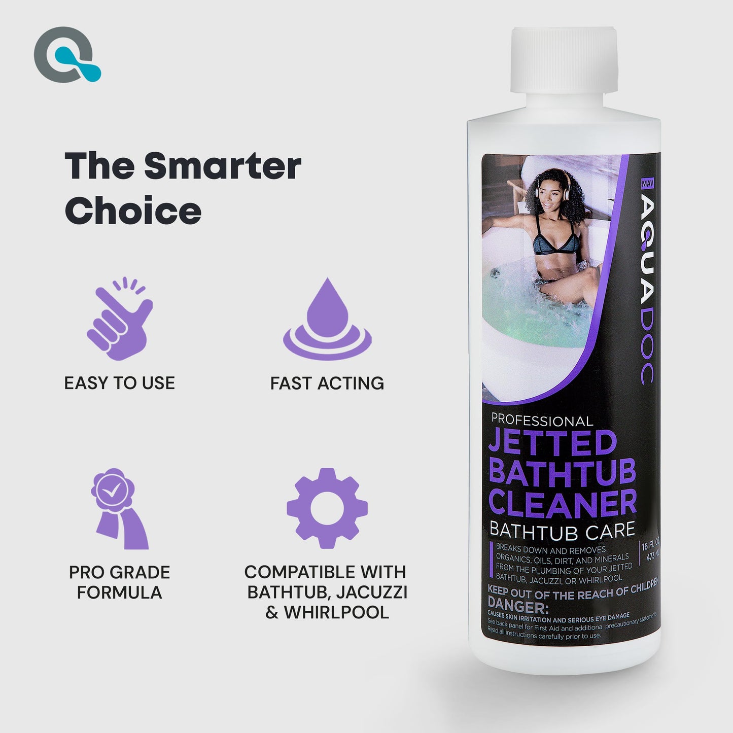 AquaDoc Jetted Bathtub Cleaner - Bathtub Jet Cleaner & Spa Cleaner Chemical - Fast Acting Jetted Tub Cleaner - Recommended Jet Tub Cleaner for Bathtub