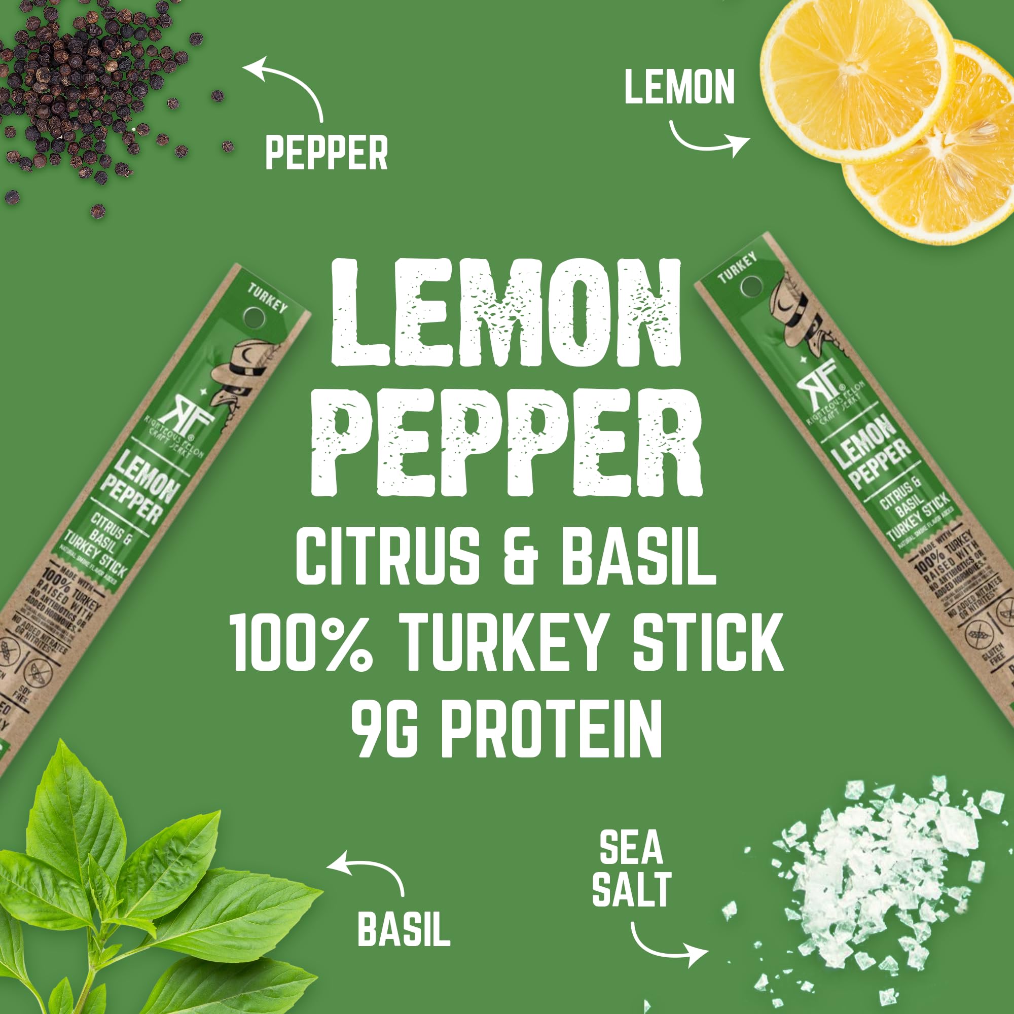 Righteous Felon Meat Sticks | 100% Turkey | 9g Protein per Stick | Keto, Gluten-Free, Low Sugar, High Protein Snack Sticks | Individually Wrapped |