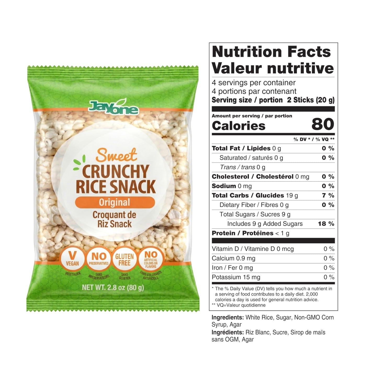 Jayone Crunchy Rice Cake Roll Snacks, Original Rice Cakes, Gluten Free, Vegan, Healthy Snacks for Adults and Kids, Simple Ingredients, No Artificial