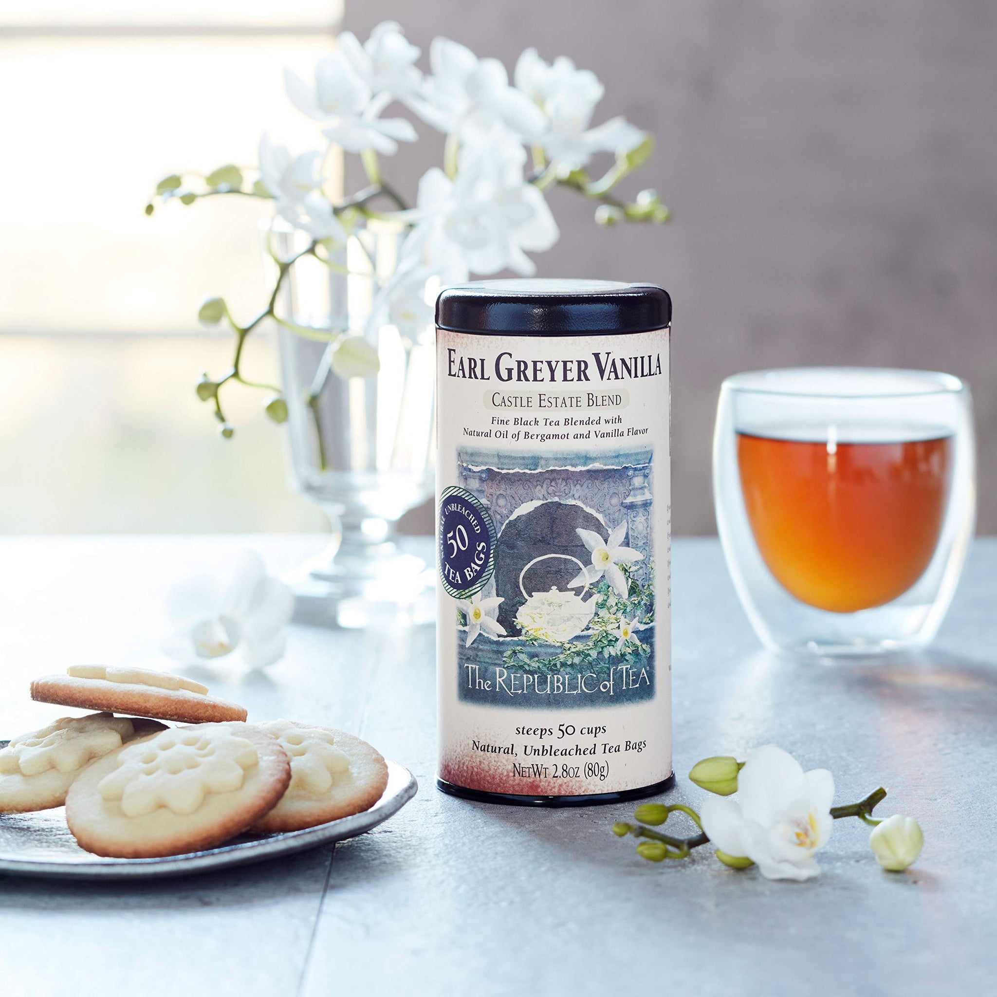 The Republic of Tea - Earl Greyer Vanilla Tea, 2.8 oz Tin, 50 Tea Bags | Gourmet Tea | Caffeinated