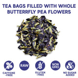 Sou Zen Butterfly Pea Flowers - 35 Corn-Fiber Pyramid Tea Bags | Premium Quality | Naturally Vibrant Herbal Tea