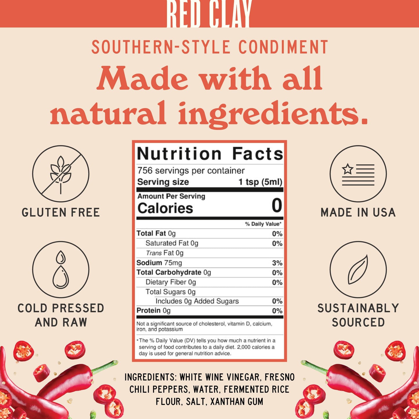 Original Hot Sauce by Red Clay Hot Sauce, Southern Style Condiment and Marinade, Gluten Free, Sugar Free, Keto Friendly, Sustainably Sourced, Mild