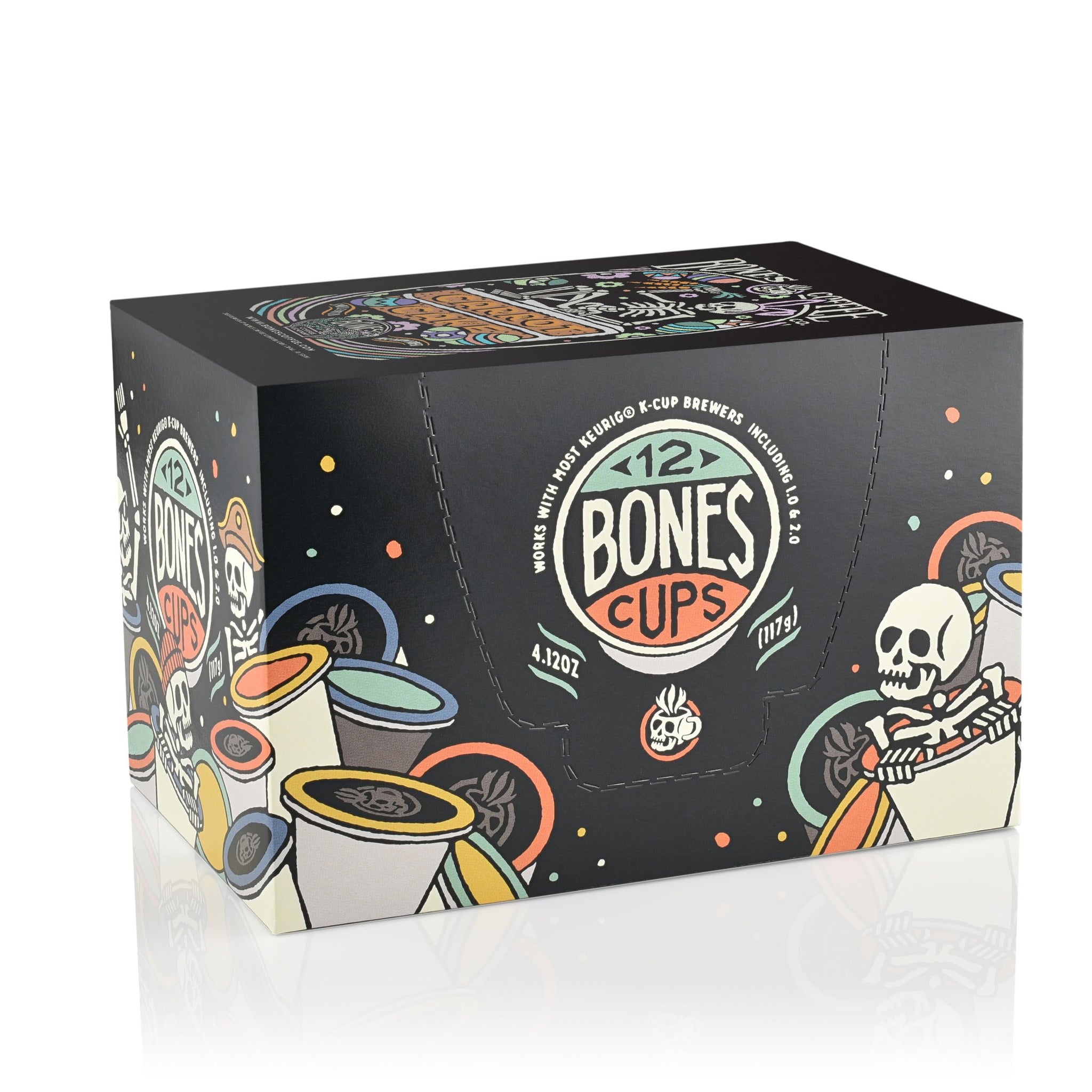 Bones Coffee Company Carrot Cake with Sweet Cream Cheese Flavored Coffee Pods, Low Acid Medium Roast Single-Serve Bones Cups, Compatible with 1.0
