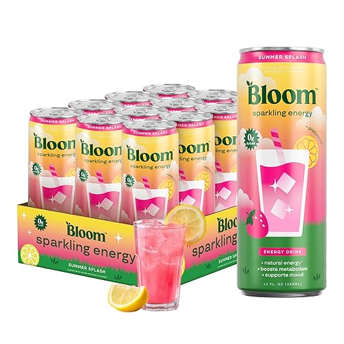 Bloom Nutrition Sparkling Energy Drink - Natural Caffeine, Zero Sugar, 180mg Caffeine - Antioxidant-Rich with Green Coffee Bean, Green Tea Extract