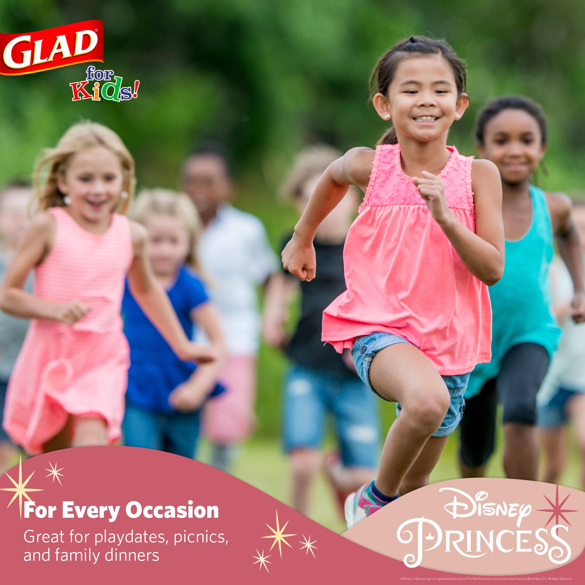 Glad for Kids Disney Princess Disposable Paper Plates, Magic is in All of Us Design - Heavy Duty, Soak-Proof, Microwavable Kid-Friendly Plates