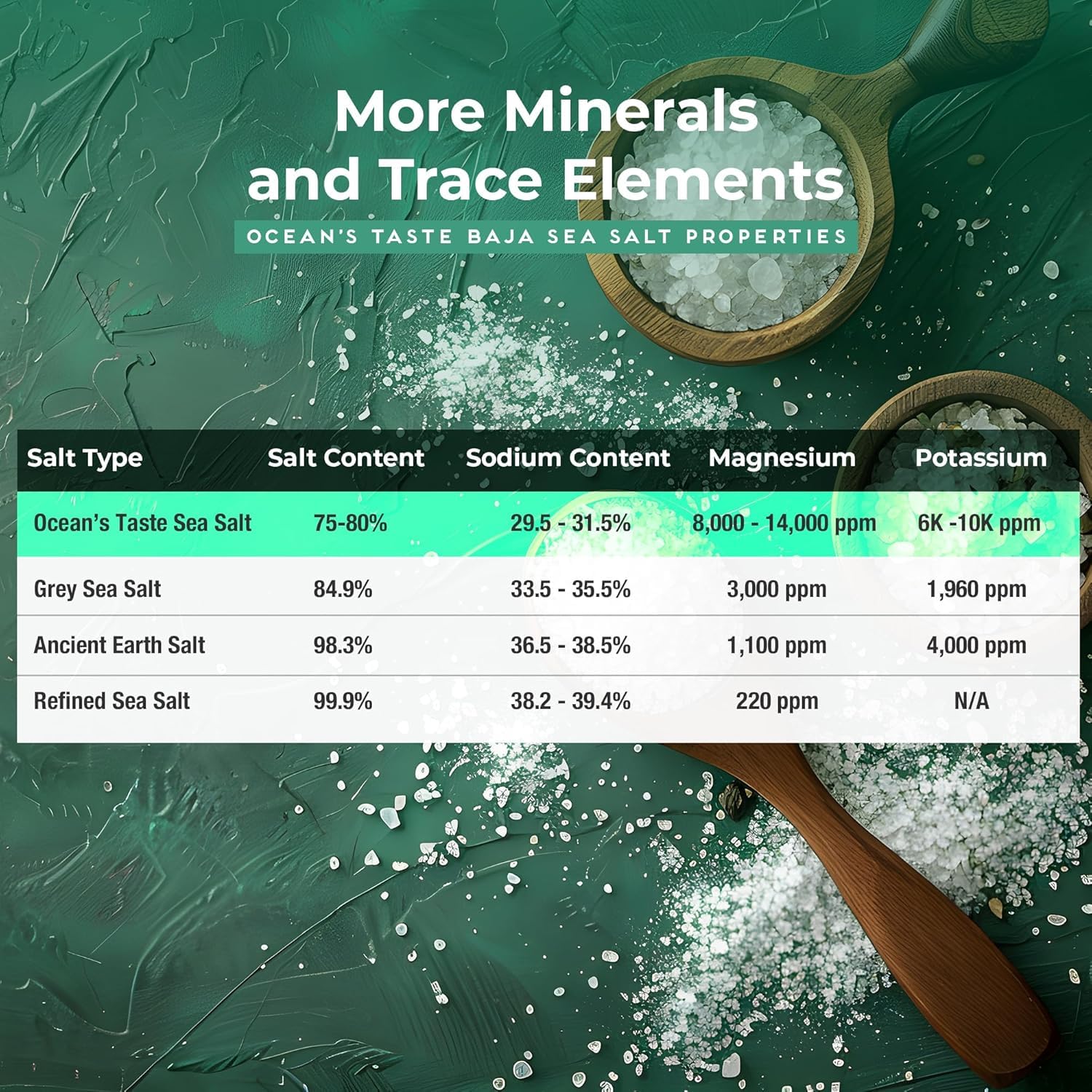 1.15 Pound Jar Ocean's Taste Baja Sea Salt, Coarse Natural Grain, 4X More Minerals than Celtic Salt, 30% Less Sodium, Mineral Salt Ideal for