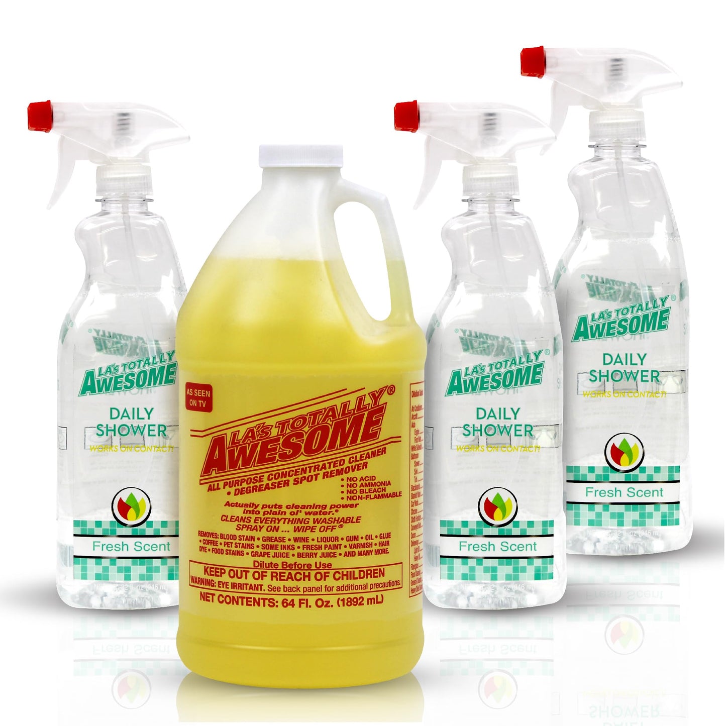 La's Totally Awesome All Purpose Cleaner, 64 oz, Mega Cleaner + Shower Cleaner Plant-Derived Spray 32oz (Pack of 3)