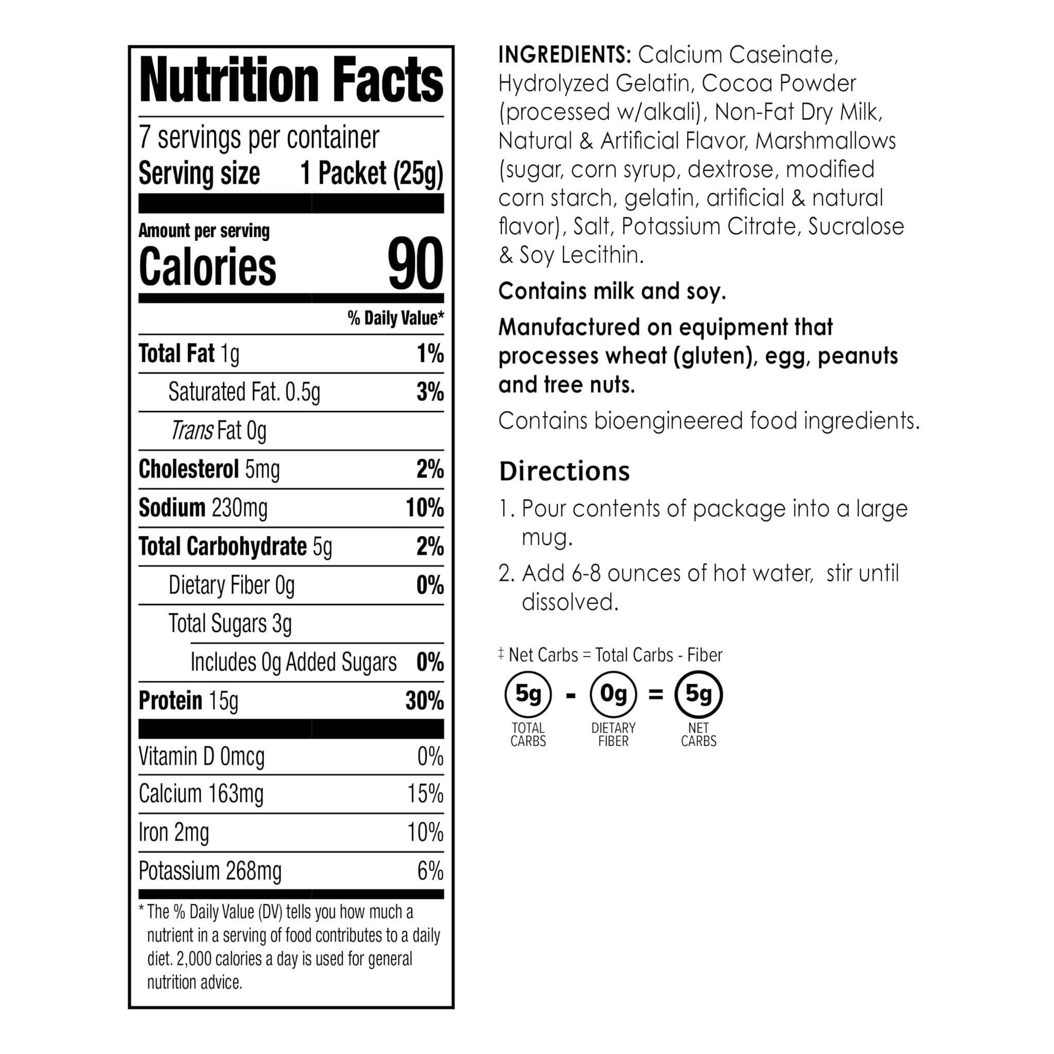 BariWise Protein Hot Chocolate with Marshmallows, Hot Cocoa, Low Sugar, Low Carb, Keto Friendly & Gluten Free (7ct)