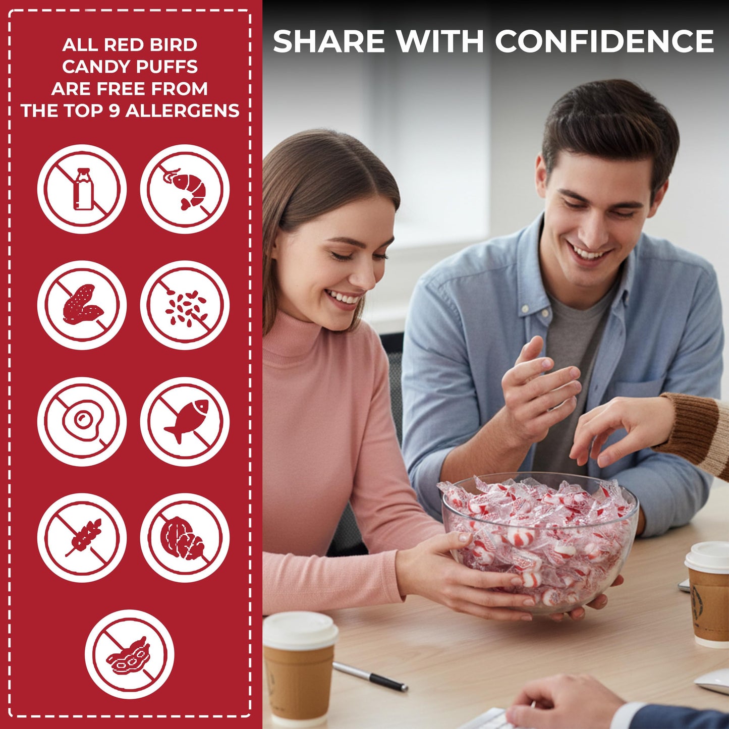 Red Bird Soft Peppermint Candy, Soft Mints Individually Wrapped, 18 oz Tub
