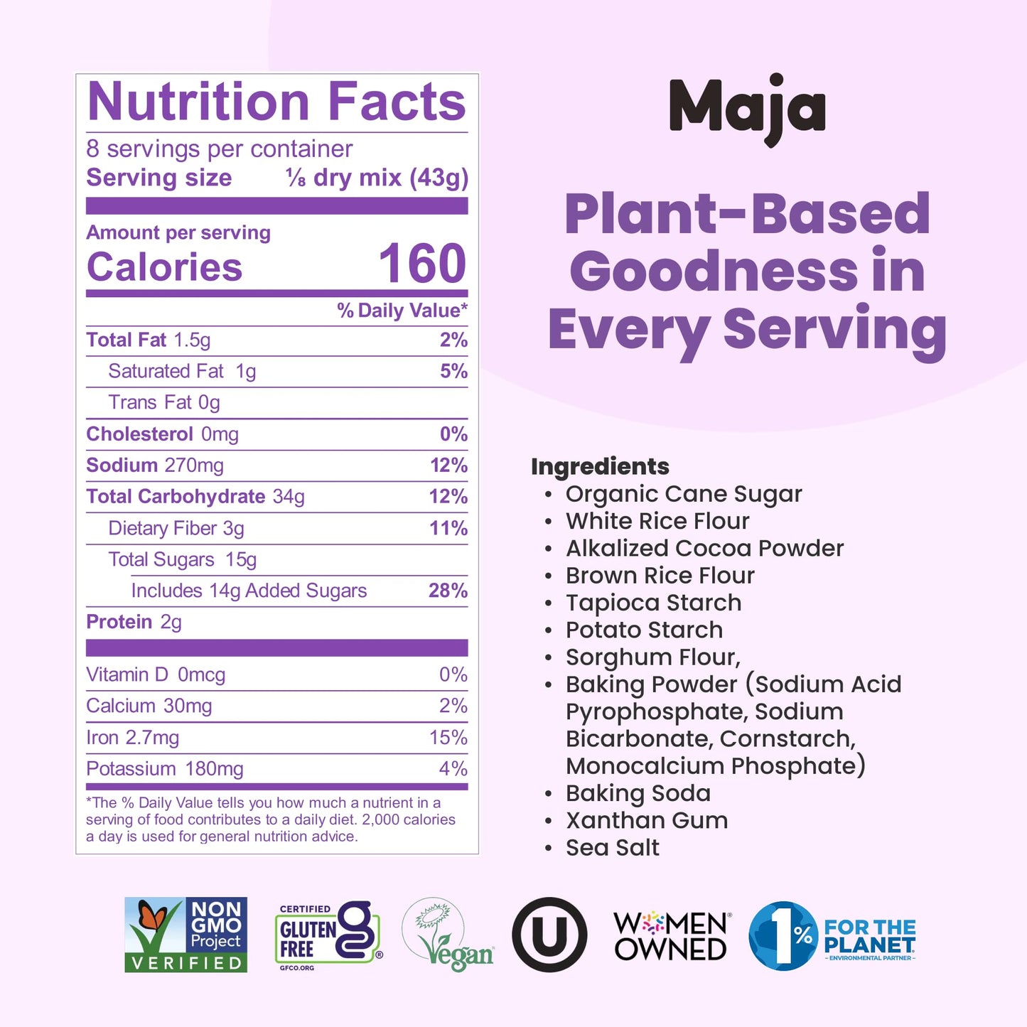 Maja Plant-Based Chocolate Cake & Cupcake Mix, Pack of 3 | Vegan, Dairy-Free & Egg-Free | Moist Chocolate Cake Mix for Baking or Cupcakes | Clean Ingredients, No Artificial Flavors