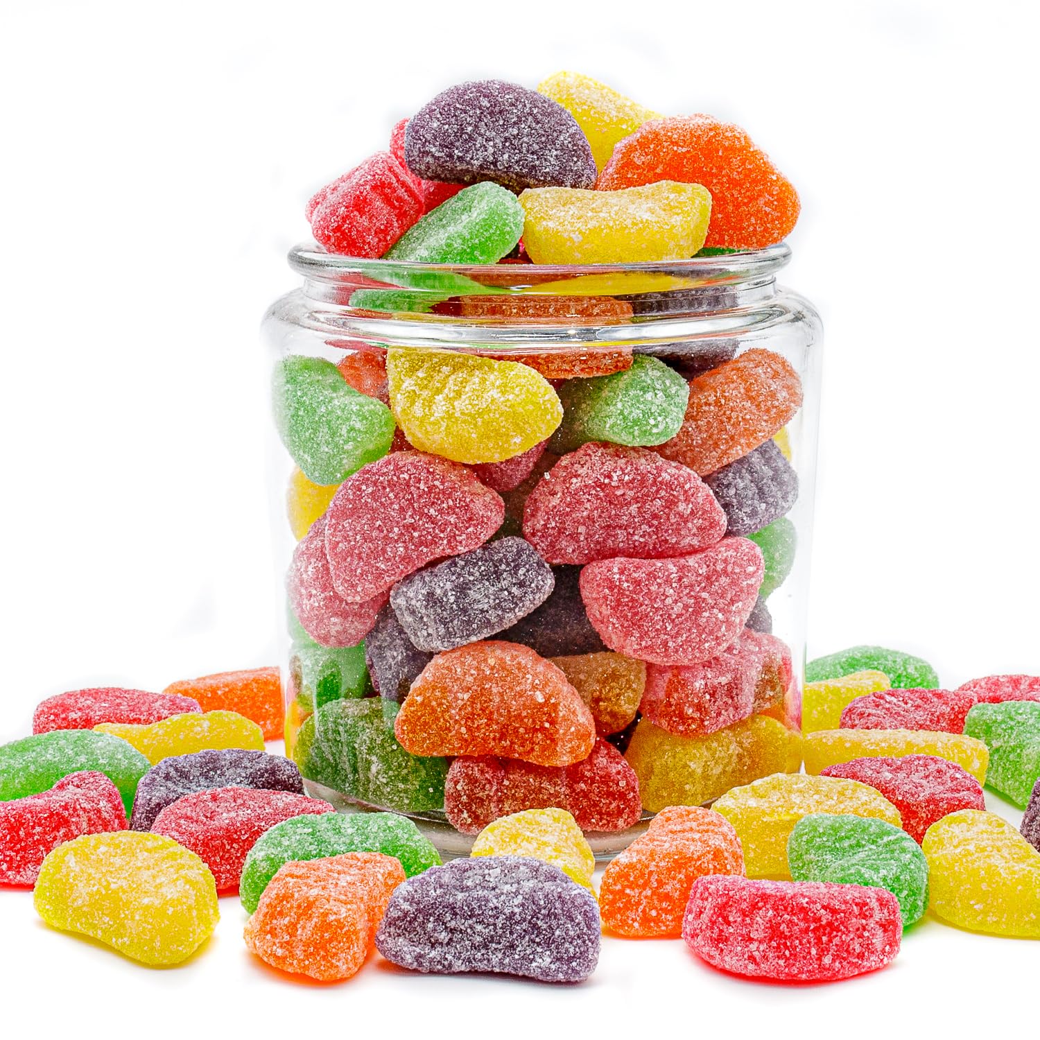 Fruit Slices Jelly Candy 2 lb - Assorted Flavors (Orange, Grape, Cherry, Lemon, Lime), Soft & Chewy, Gluten & Peanut Free, Bulk