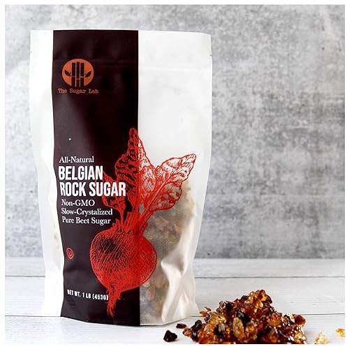 The Sugar Lab Belgian Brown Rock Sugar 2 Pounds - Natural Real Beet Sugar - Perfect for Tea, Coffee, and Cooking - Teavana Style Tea Sugar - Sugar Cube or Amber Sugar Replacement