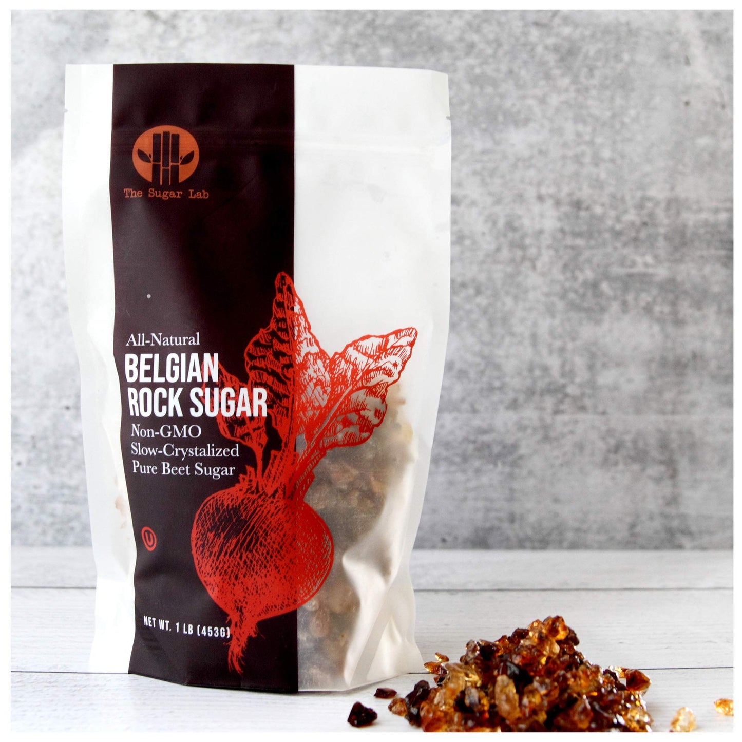 The Sugar Lab Belgian Brown Rock Sugar 2 Pounds - Natural Real Beet Sugar - Perfect for Tea, Coffee, and Cooking - Teavana Style Tea Sugar - Sugar Cube or Amber Sugar Replacement