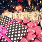 Valentines Chocolate Raspberry Cremes Hearts Pokodots Gift Box by It's Delish - Valentines Day Gift - Pink Foil Wrapped - Anniversary Fathers Mothers
