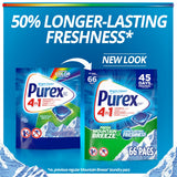 Purex Fresh Mountain Breeze Laundry Detergent Pacs, 66 Count, Pre Measured Pacs