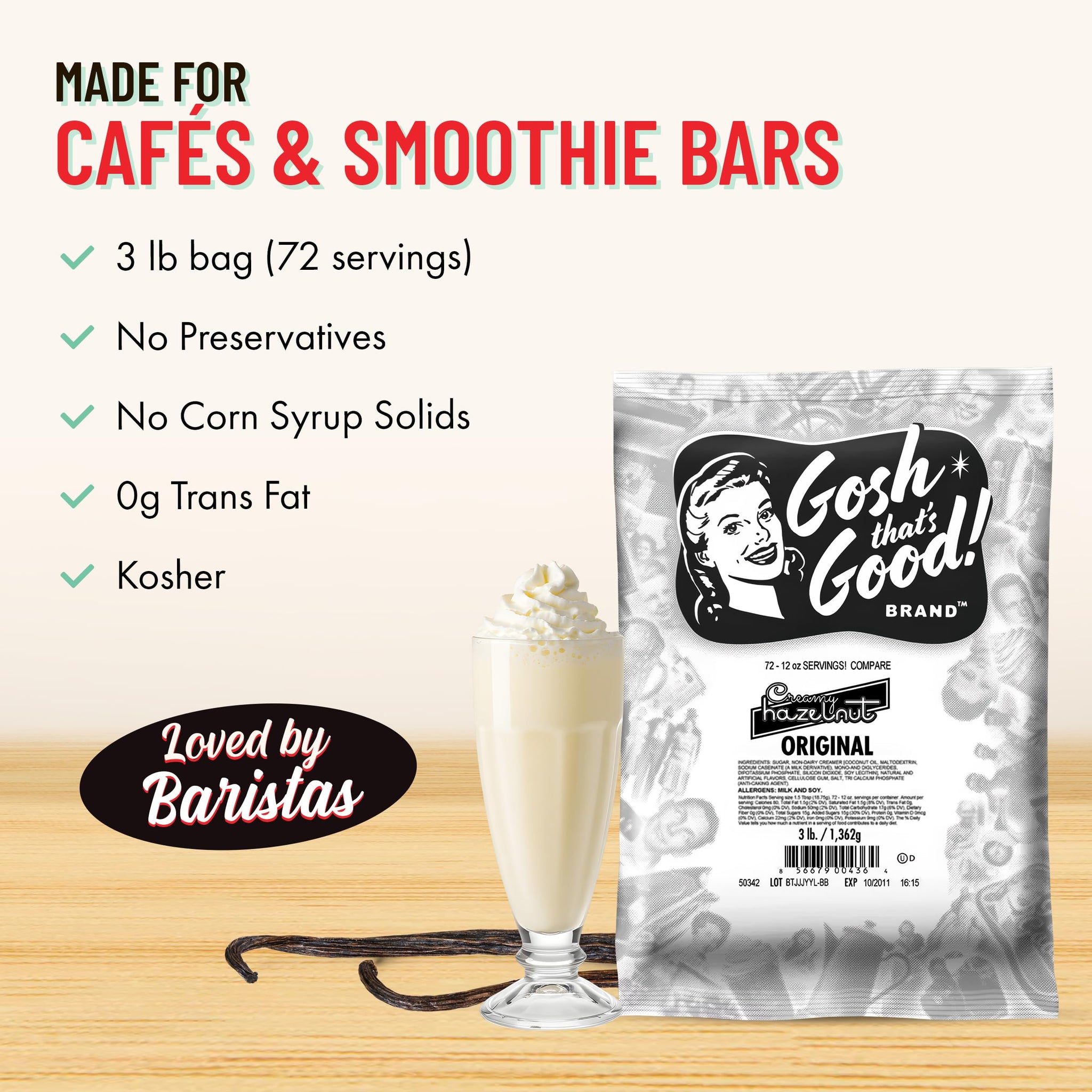 Gosh That’s Good! Creamy Vanilla Bean Flavor - 3 lb - No Syrups, No Preservatives