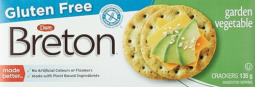 Breton Gluten Free, Garden Vegetable - Certified Gluten-Free, Made with Real Vegetables, No Artificial Colours or Flavours, 0g trans fat 135g Unit
