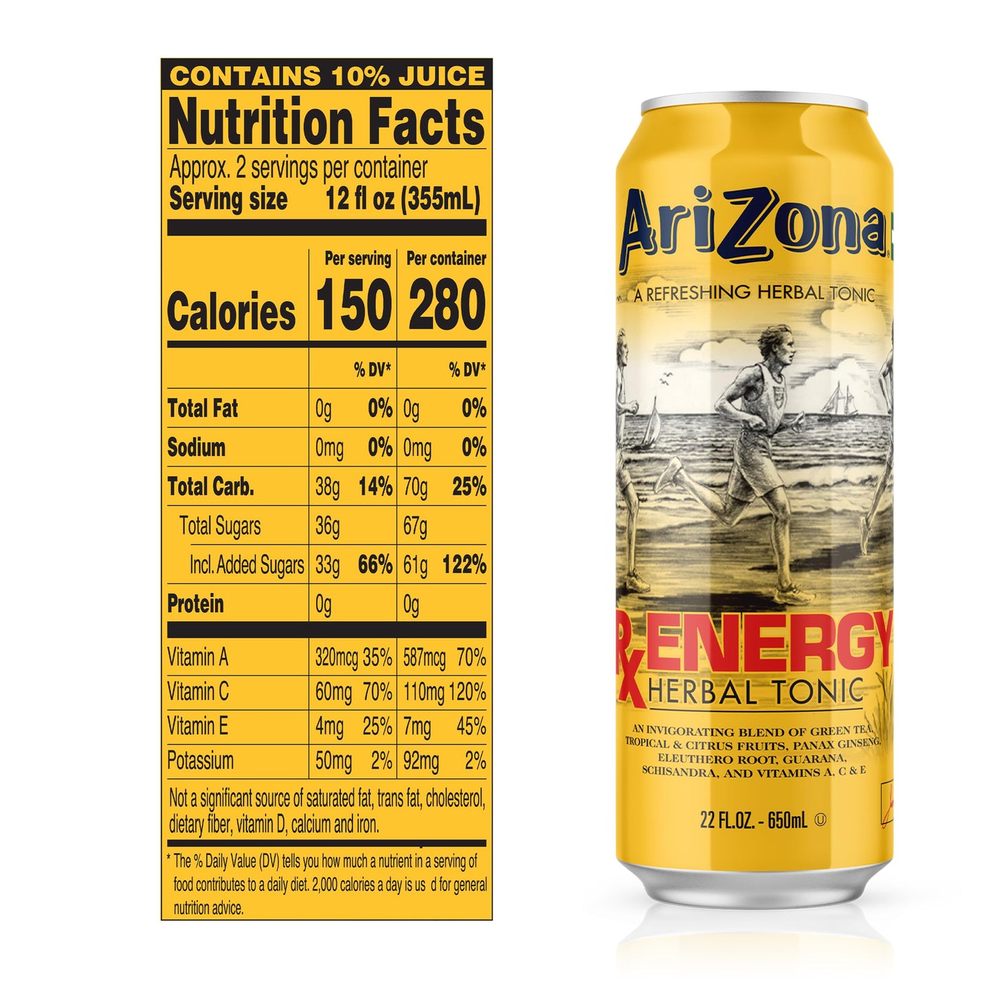 AriZona Rx Energy - Big Can, 22 Fl Oz (Pack of 24)