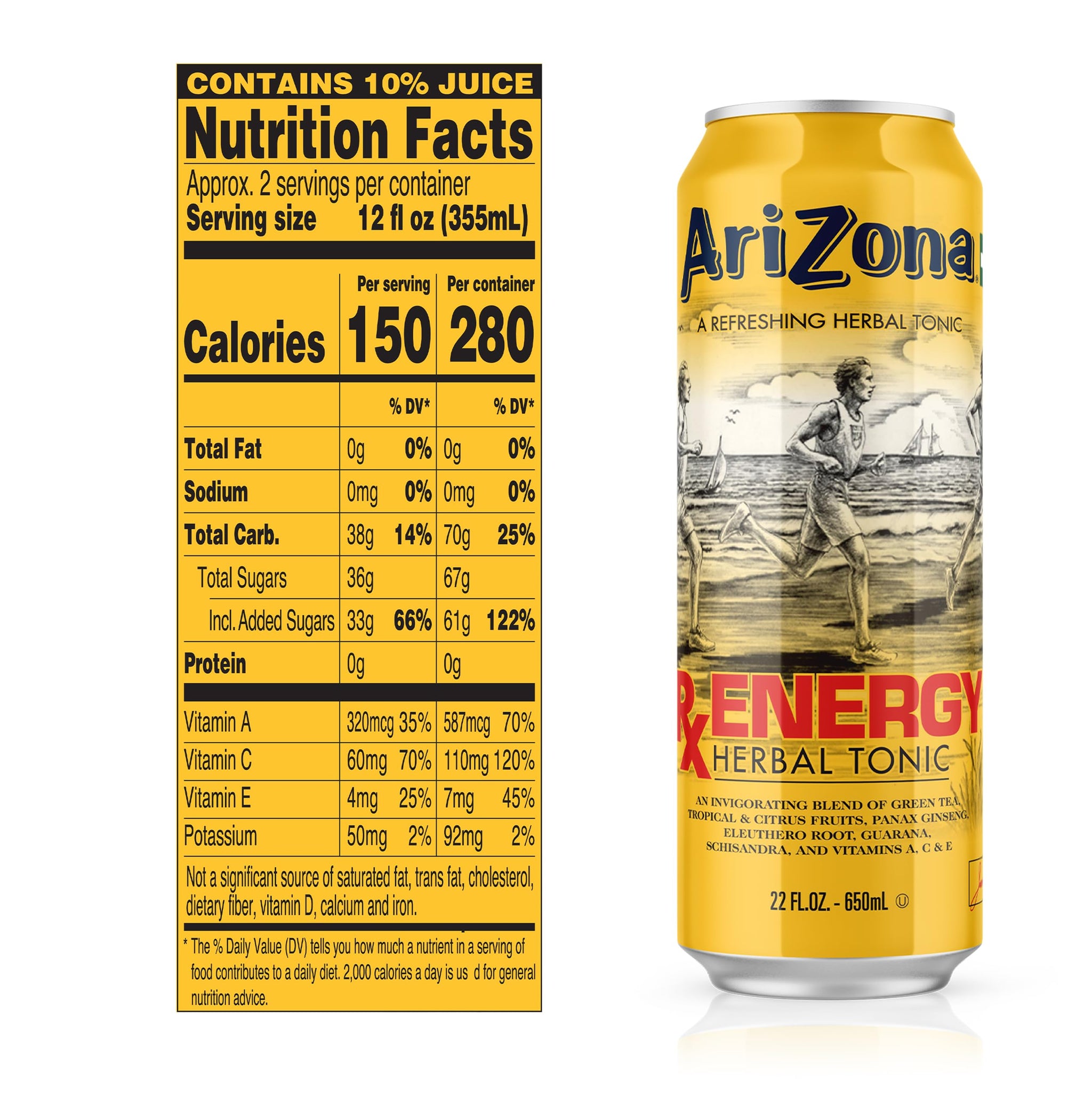 AriZona Rx Energy - Big Can, 22 Fl Oz (Pack of 24)