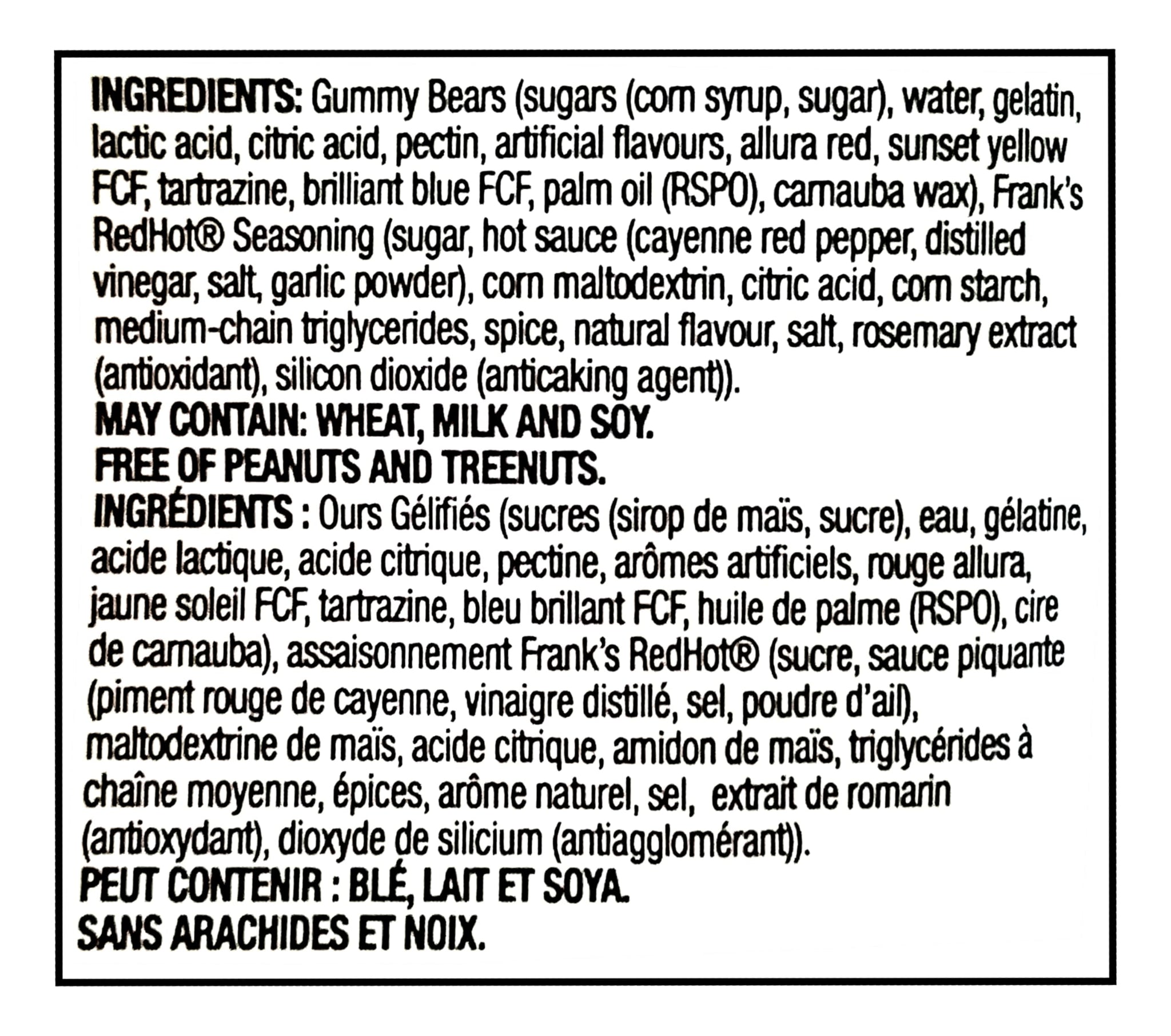 Huer Frank's Red Hot Spicy Gummy Bears, Covered With Frank's RedHot Original Seasoning - 100g/3.5 oz
