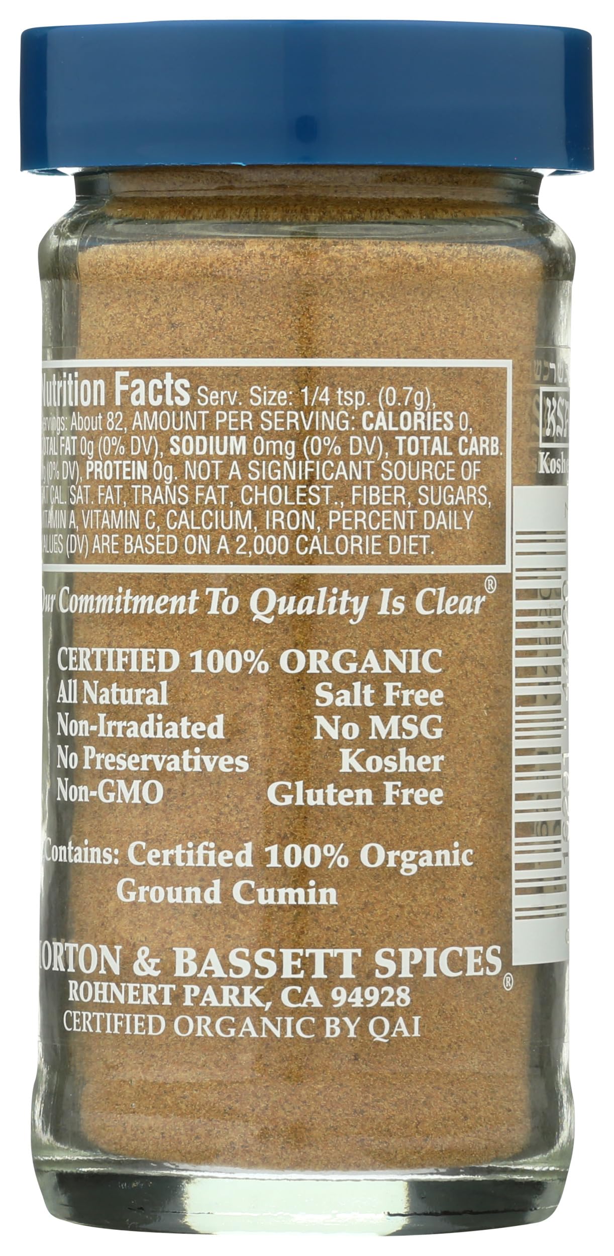 Morton & Bassett 100% Organic Ground Cumin | Warm, Earthy Spice for Indian, Mexican & Middle Eastern Recipes | Gluten Free, Salt Free, Non-GMO | 2 oz