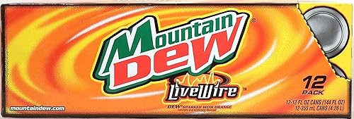 Mountain Dew Live Wire, Dew sparked with orange, 12-pack 12-ounce cans, Fridge Pack Shape