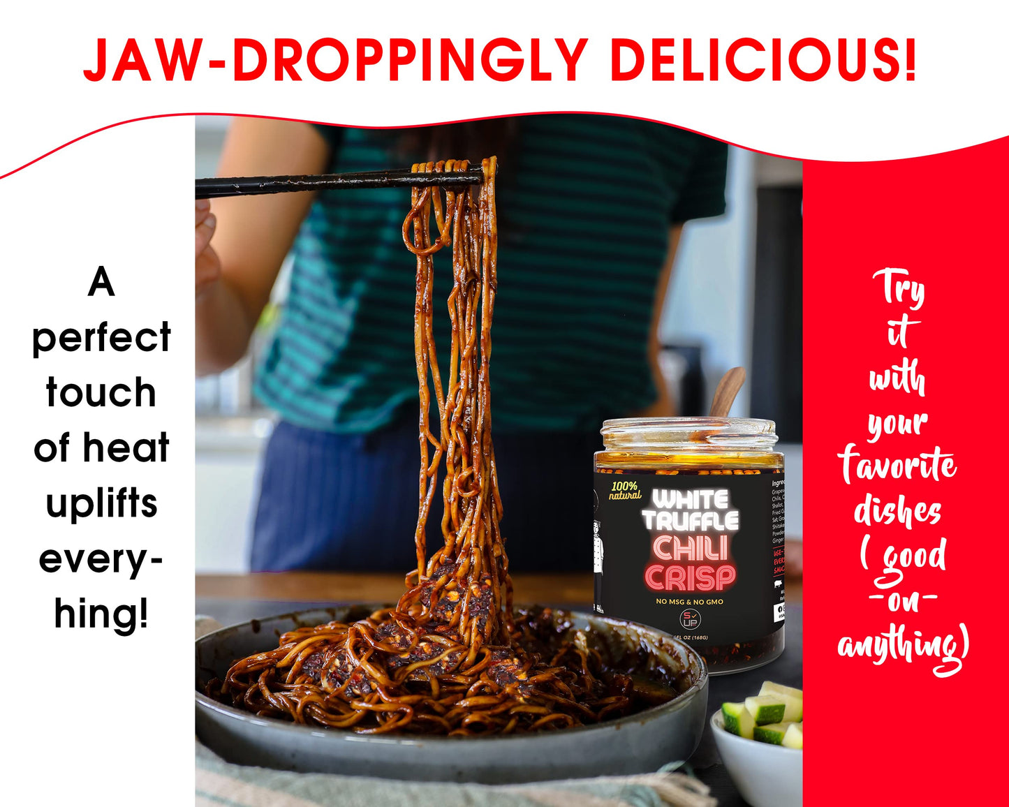 SAUCE UP White Truffle Chili Crisp Sauce - 2 Pack (6oz Each) | Premium Truffle Chili Oil | Crispy, Spicy & Umami Truffle Flavor Bomb | Vegan, Keto