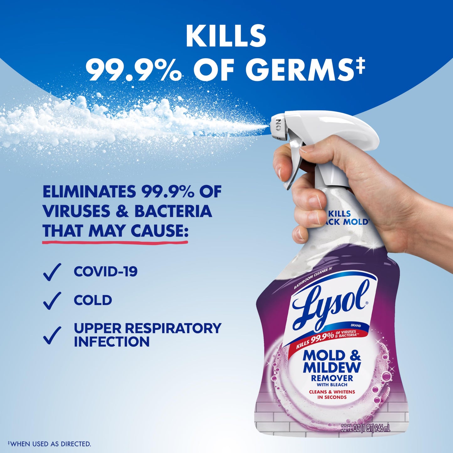 Lysol Mold & Mildew Remover Spray, Bathroom & Shower Cleaner, Disinfectant Spray, Stain Remover with Bleach, Tough on Black Mold, Multipurpose Cleaner