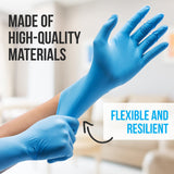 SereneLife Nitrile Disposable Soft Industrial and Vinyl Blend Powder & Latex-Free Protective Gloves, Soft & Comfortable, Size Small, Sky Blue, 100