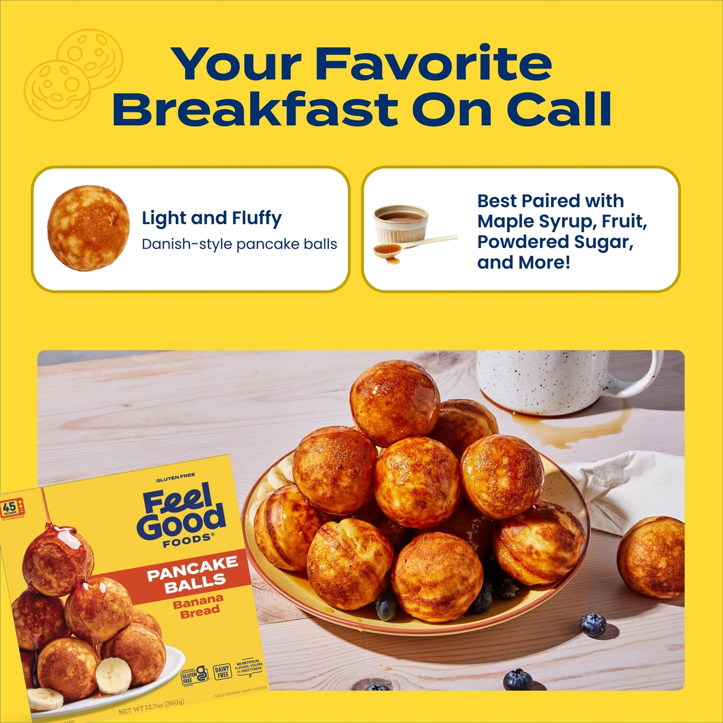 FEEL GOOD FOODS Banana Bread Pancake Balls, 12.7 OZ