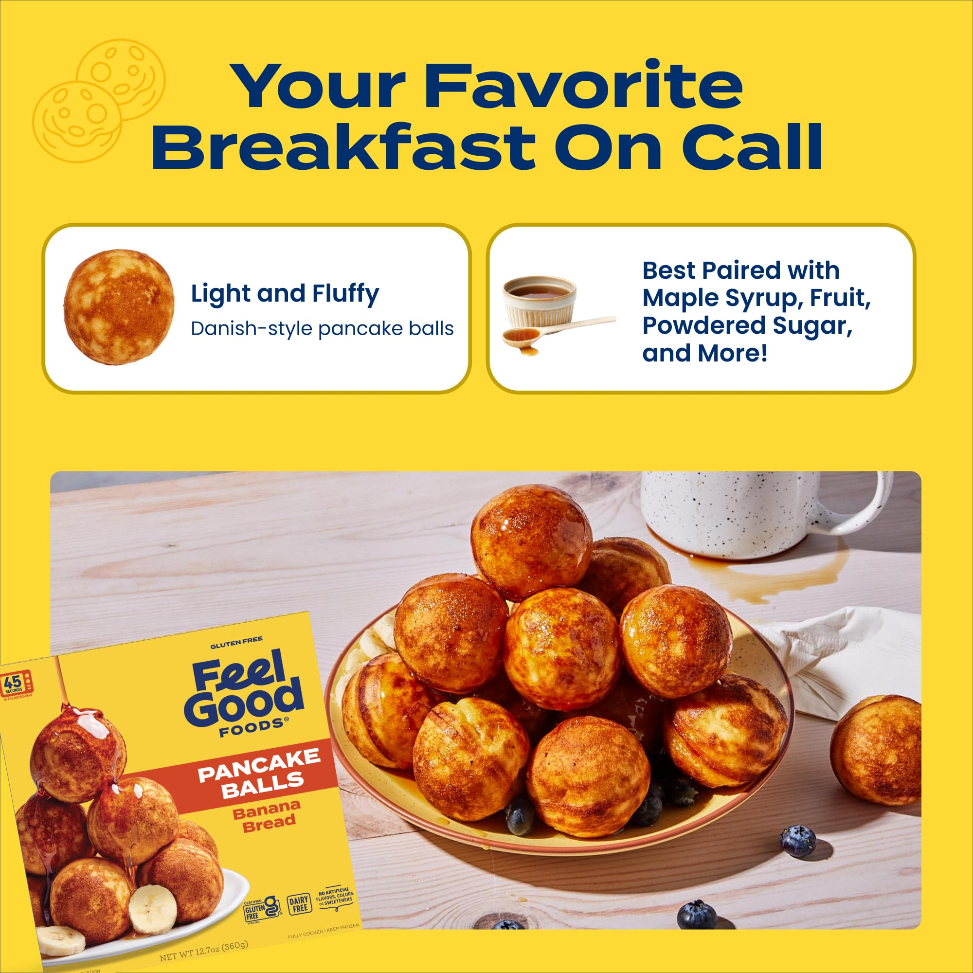 FEEL GOOD FOODS Banana Bread Pancake Balls, 12.7 OZ