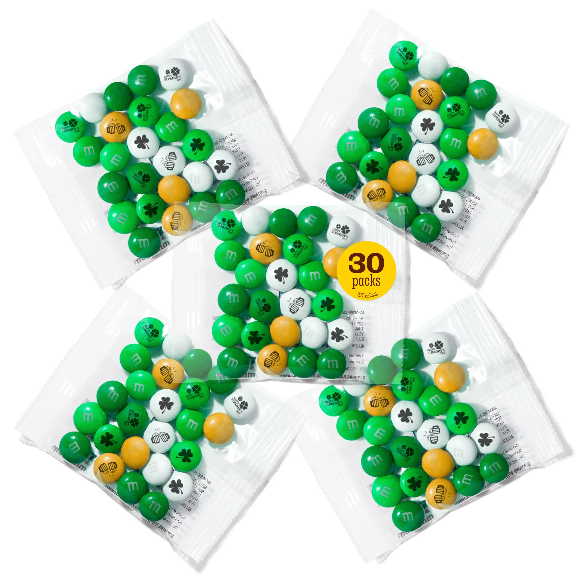 M&M’S WORLD Milk Chocolate St. Patrick's Day Party Favors (30 Pack), Printed M&M'S With St. Patrick's Day Themed Icons, Perfect For St. Patrick's Day