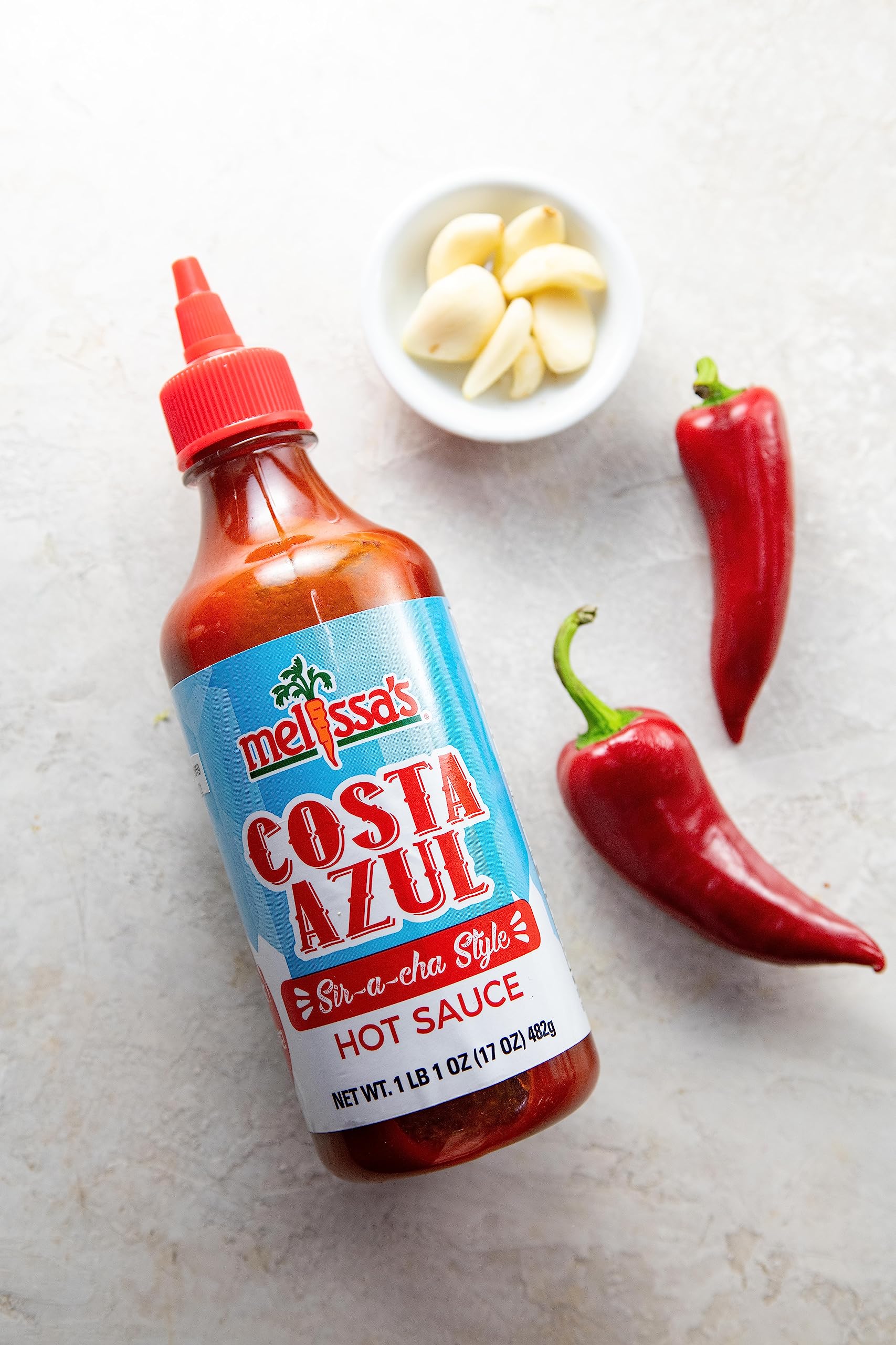 Costa Azul Hot Sauce | 17oz Easy Squeeze Bottle | Sriracha Style Sauce - 3 pack
