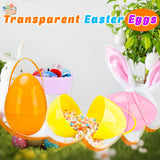 Barblog 10 Inch Giant Macaron Plastic Easter Eggs 6 pcs/ 12 pcs Large Plastic Easter Eggs With Handle Jumbo Empty Fillable Eggs for Easter Egg Hunt