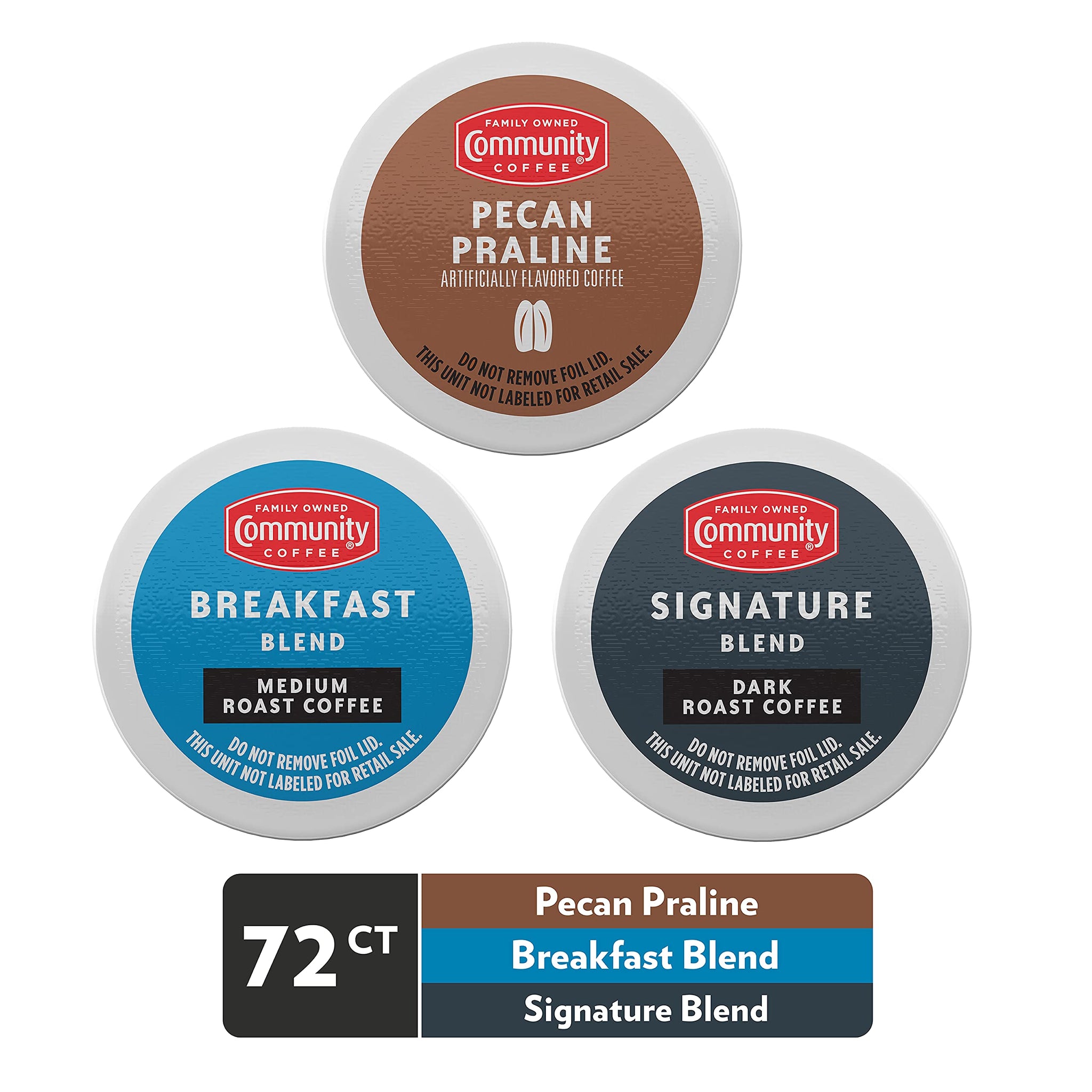 Community Coffee Variety Pack 72 Count Coffee Pods, Medium, Dark Roast and Flavored, Compatible with Keurig 2.0 K-Cup Brewers, 24 Count (Pack of 3