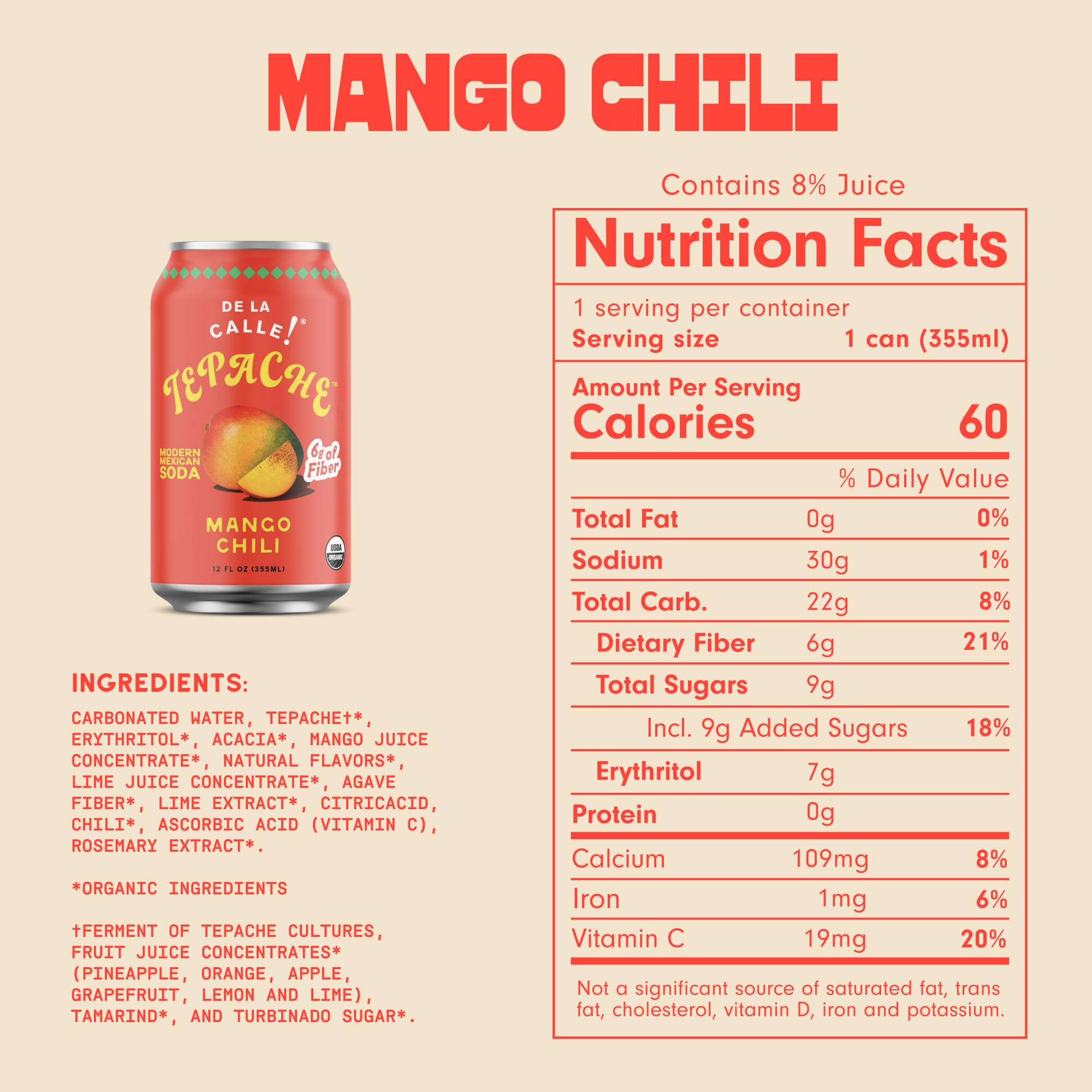 De La Calle Organic Mango Chili Tepache, 12 FZ