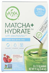 Aiya Matcha+ Hydrate ™ - Strawberry Pomegranate Matcha Drink Mix with Electrolyte - Premium Japanese Matcha Hydrating Powder Blend - 290mg