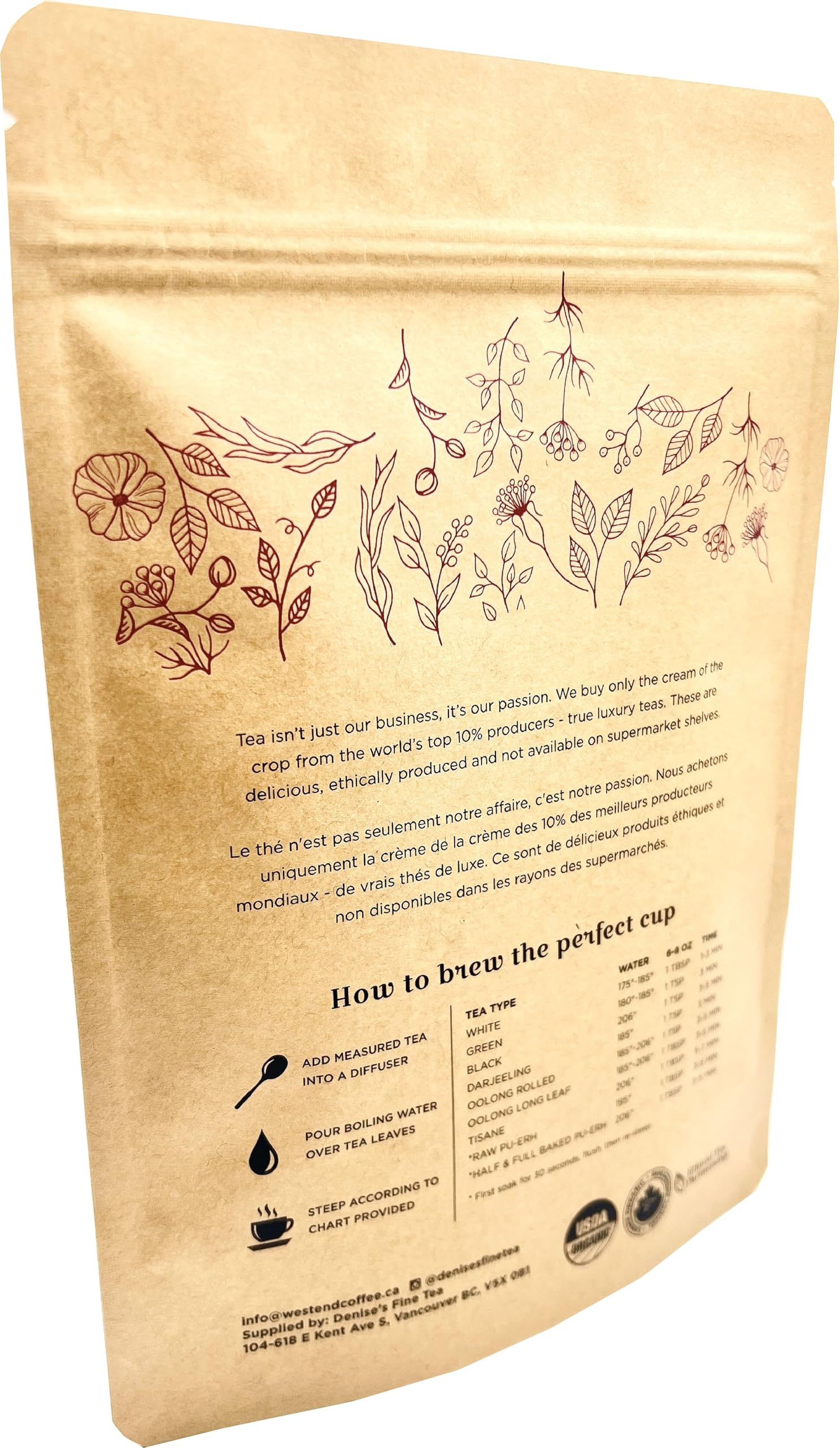 Denise's Fine Tea, USDA Organic, Long Island Strawberry, Flavored Green Tea, High Antioxidant, Loose Leaf (100g), Kosher, Vegan, Ethically Sourced